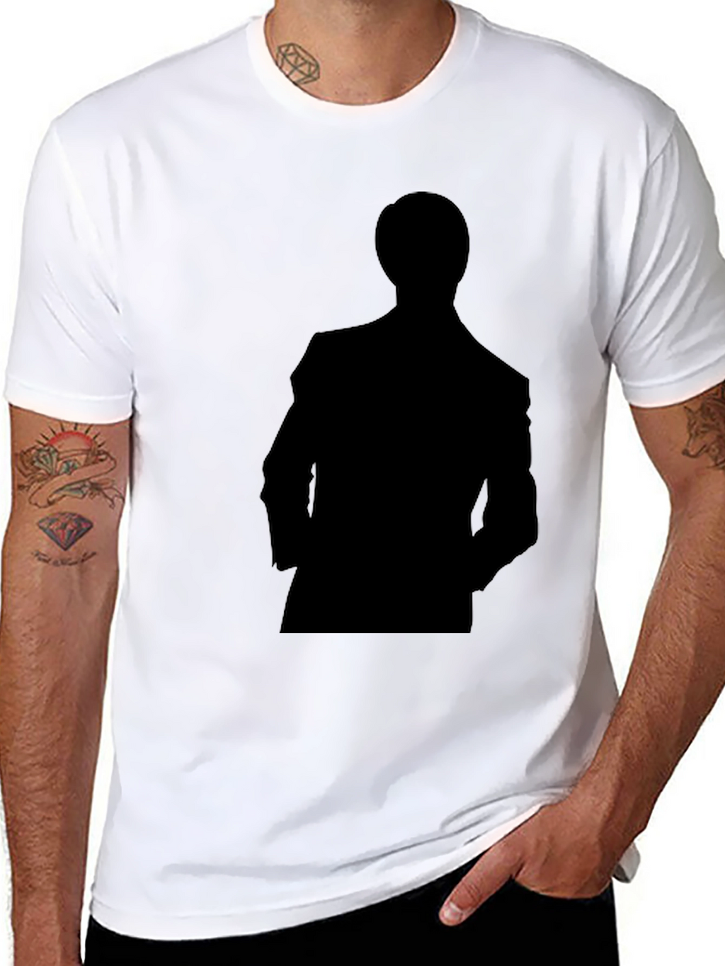 Silhouette Man in Suit Black T-Shirt