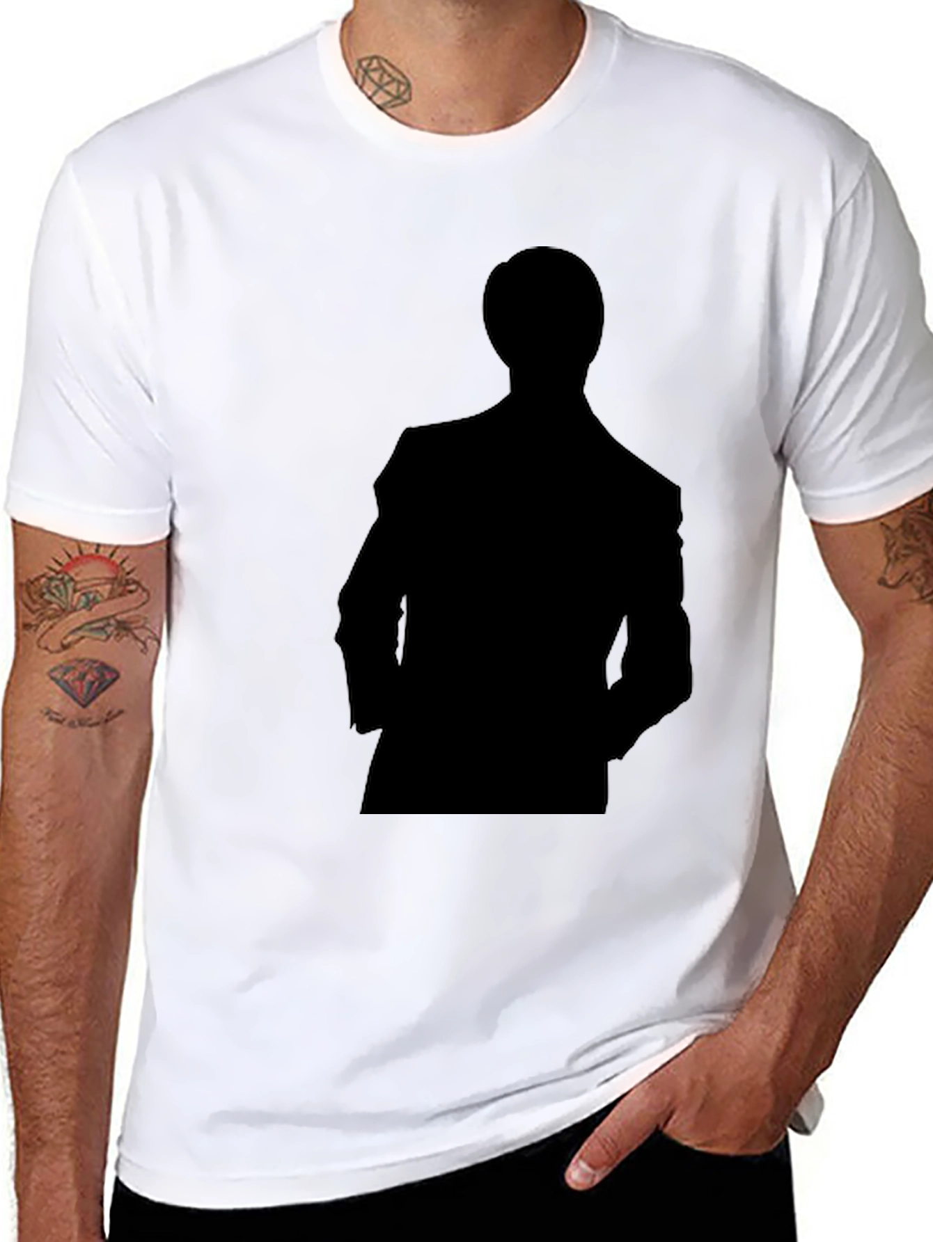 Silhouette Man in Suit Black T-Shirt