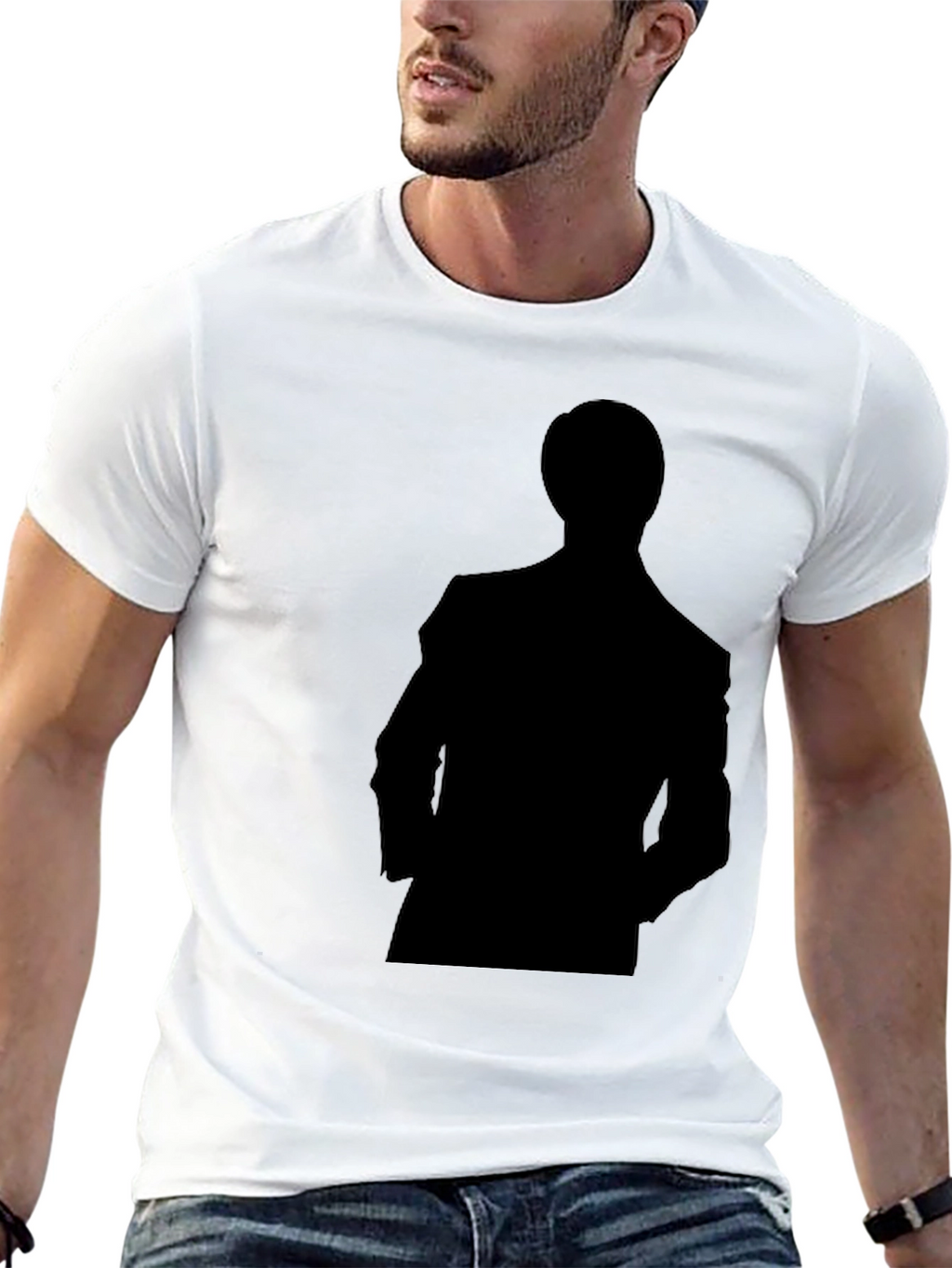 Silhouette Man in Suit Black T-Shirt