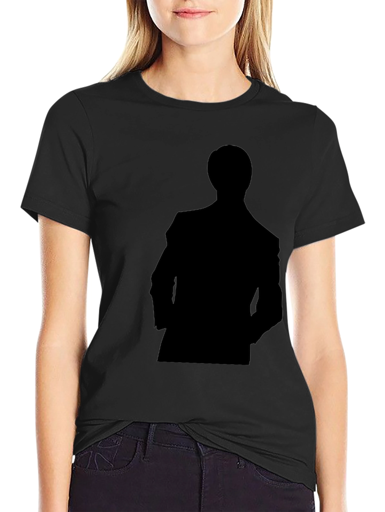 Silhouette Man in Suit Black T-Shirt