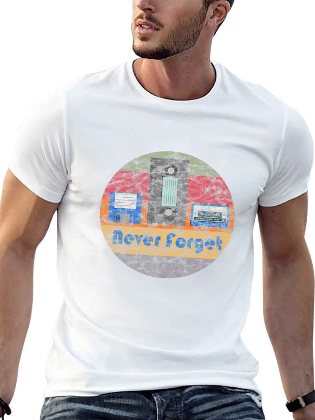 Retro Tech Never Forget Black T-Shirt