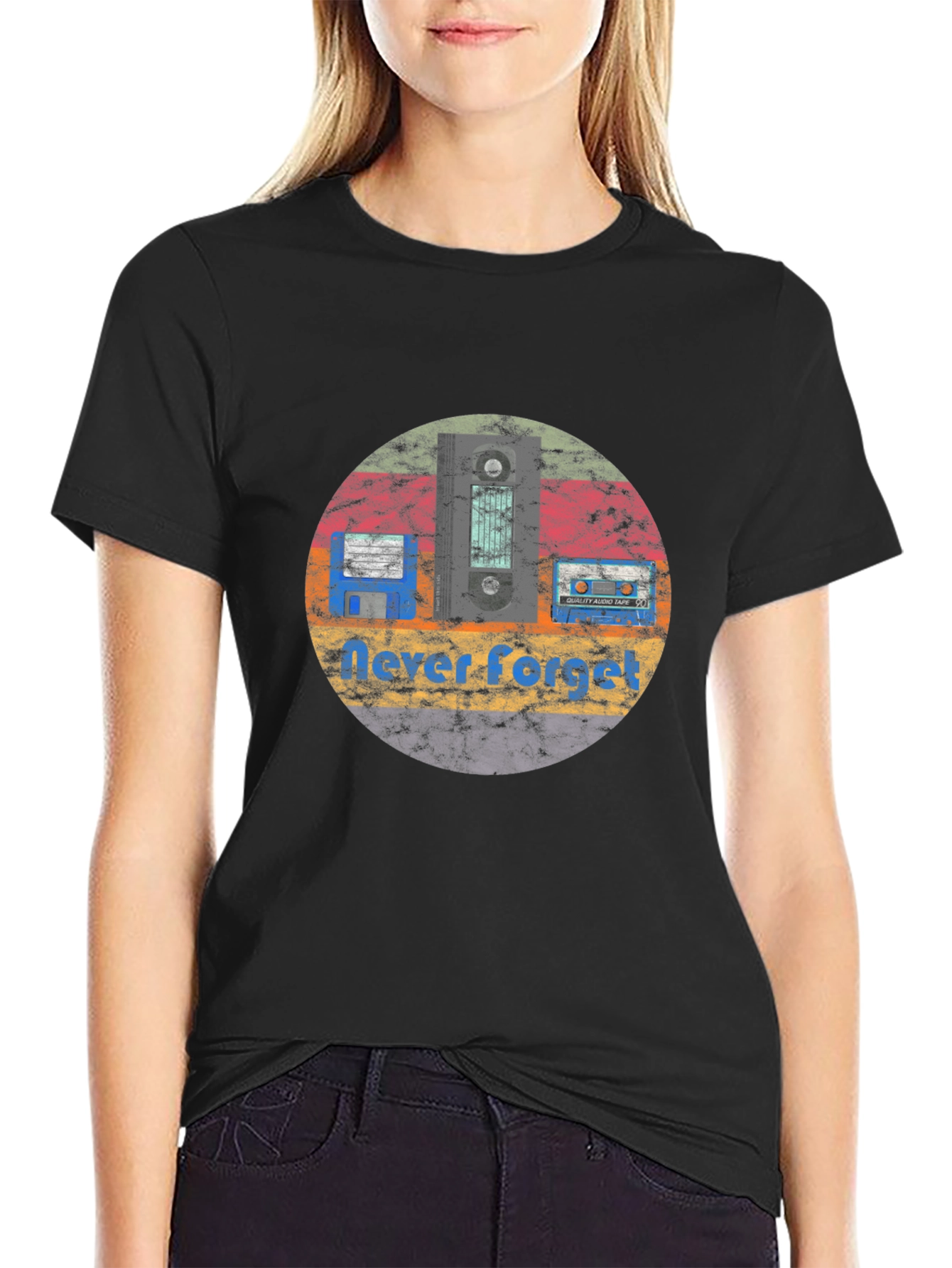 Retro Tech Never Forget Black T-Shirt