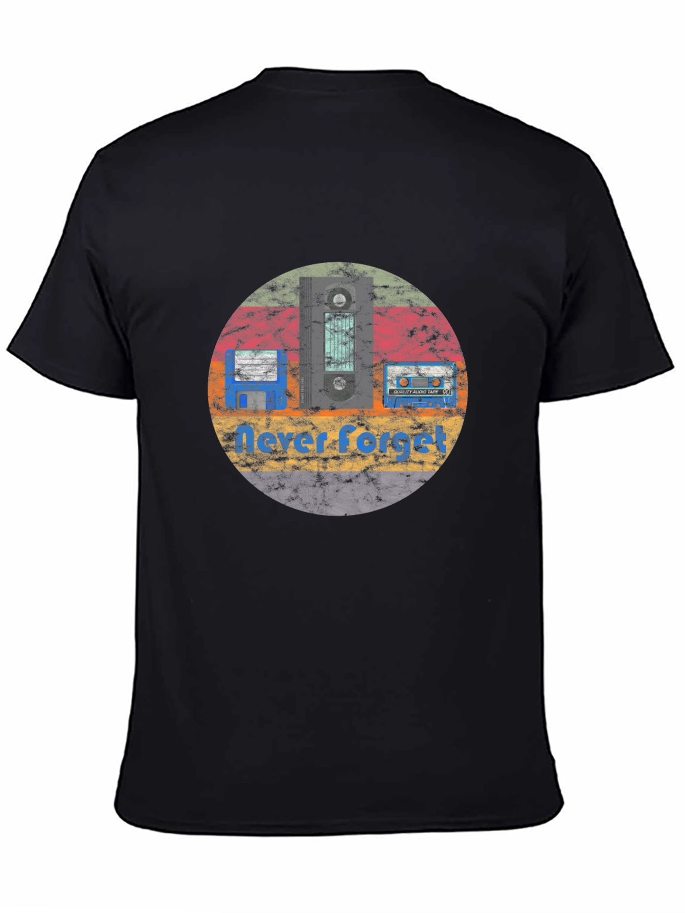Retro Tech Never Forget Black T-Shirt
