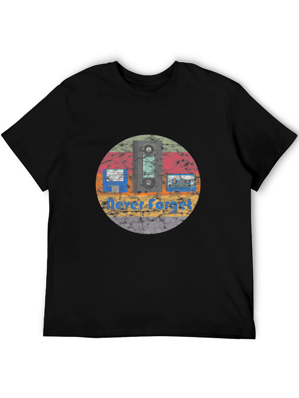 Retro Tech Never Forget Black T-Shirt