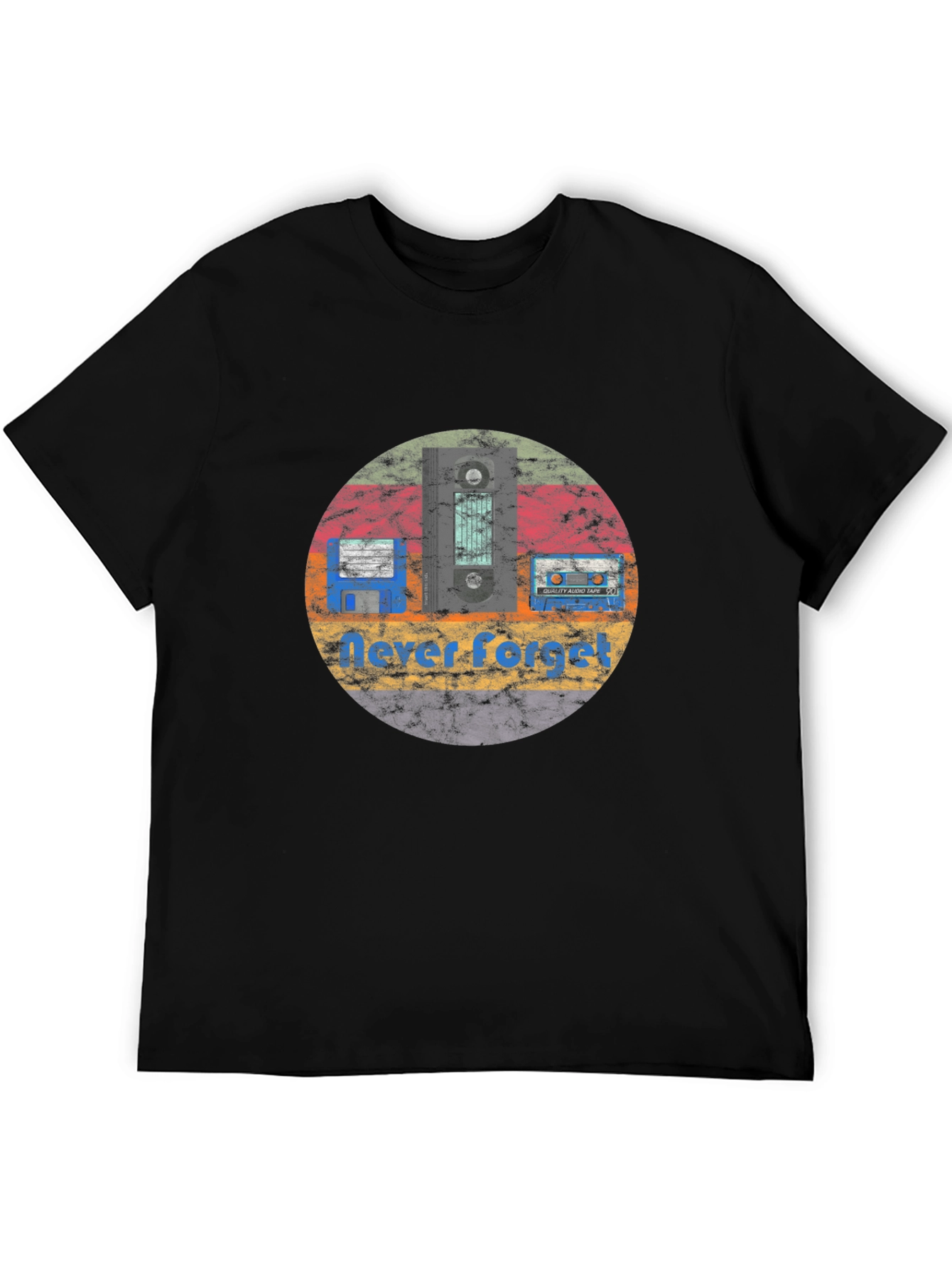 Retro Tech Never Forget Black T-Shirt