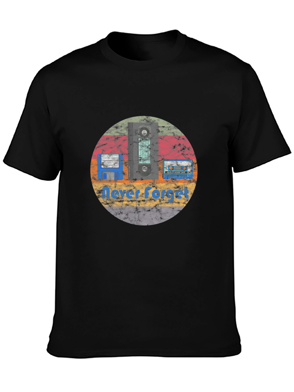 Retro Tech Never Forget Black T-Shirt