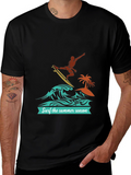 Surf the Summer Season Black Graphic Tee