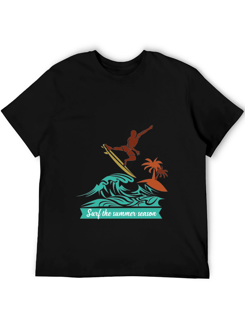 Surf the Summer Season Black Graphic Tee