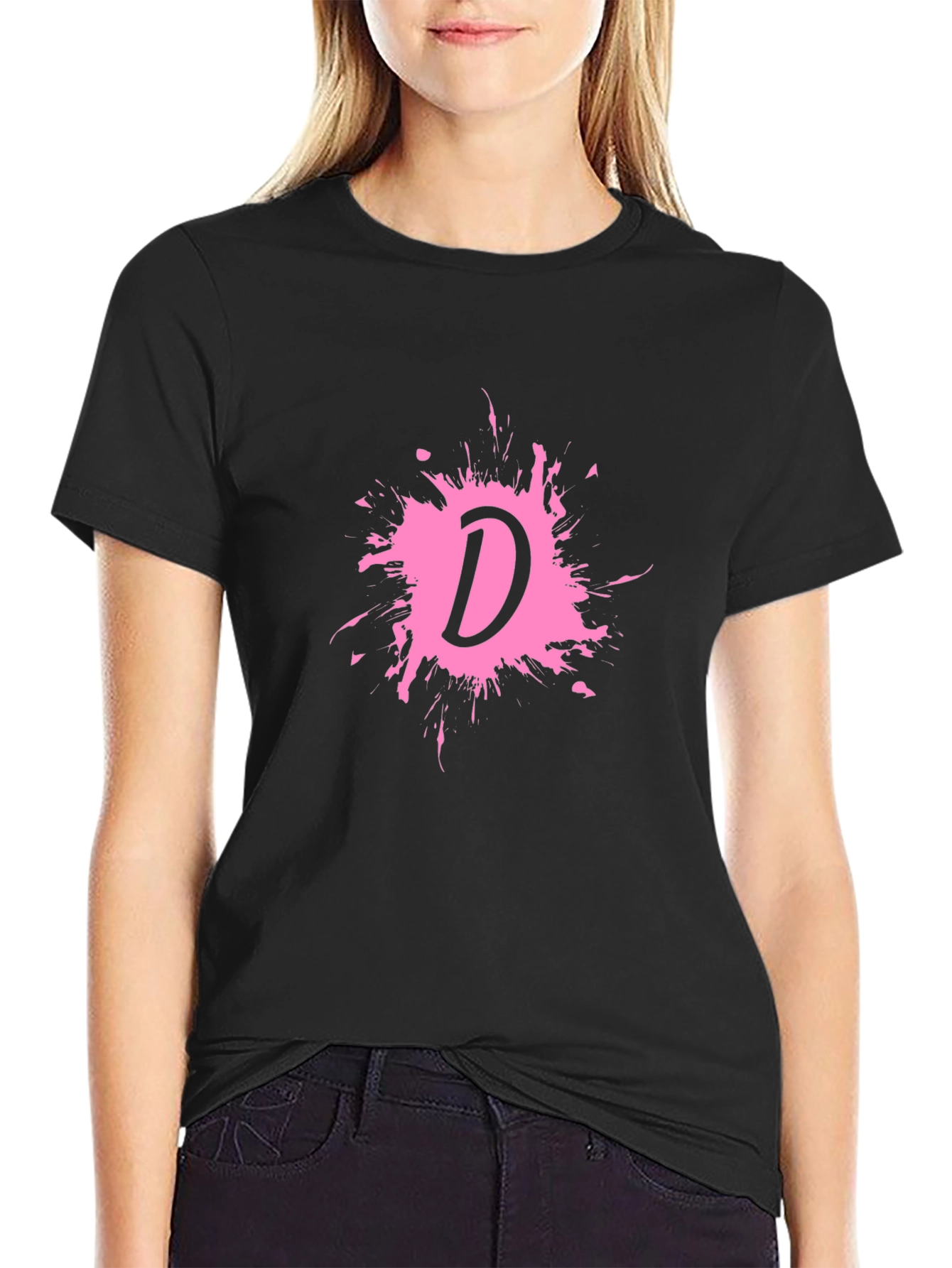 Letter D Splatter Graphic T-Shirt