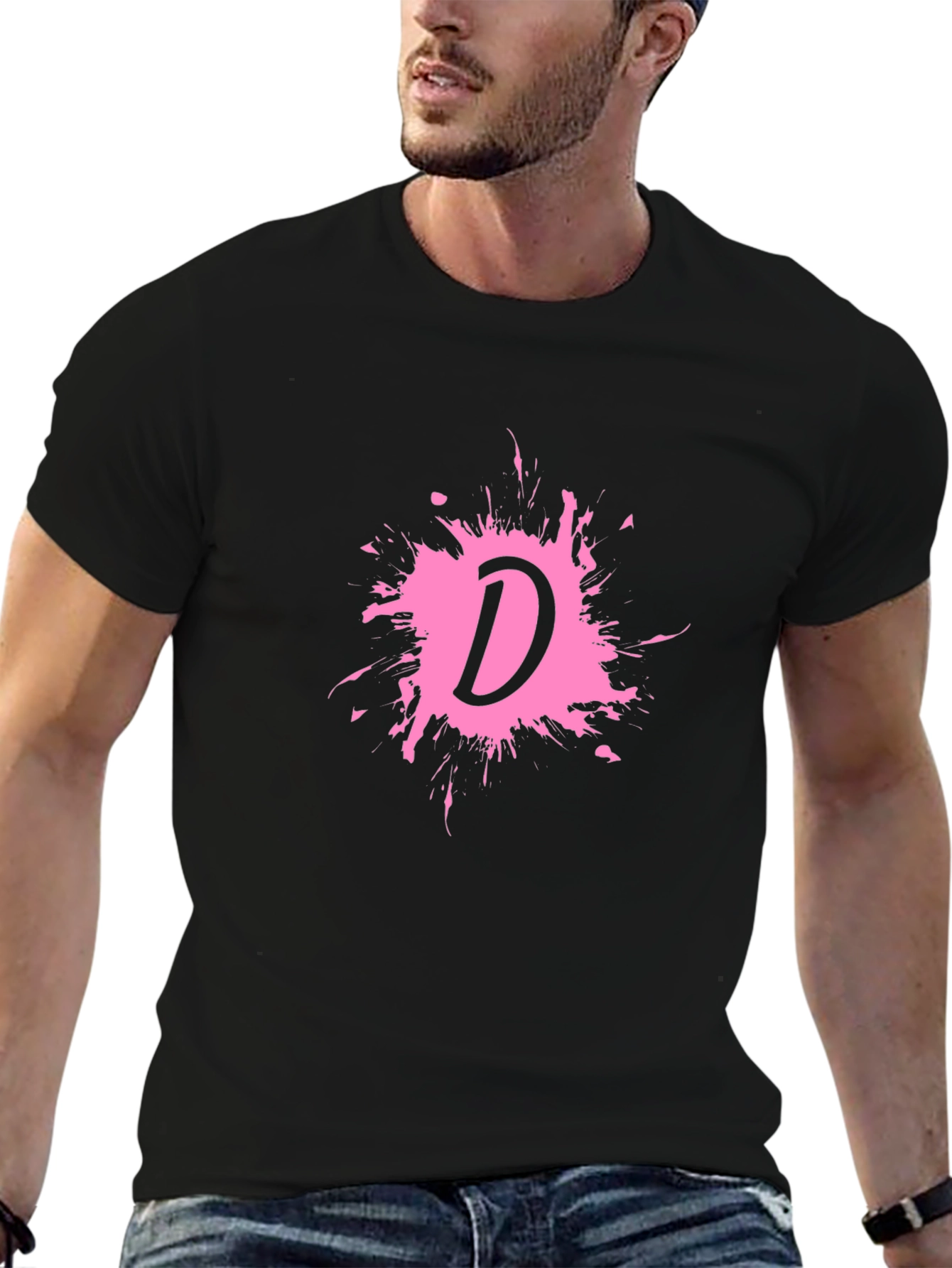 Letter D Splatter Graphic T-Shirt