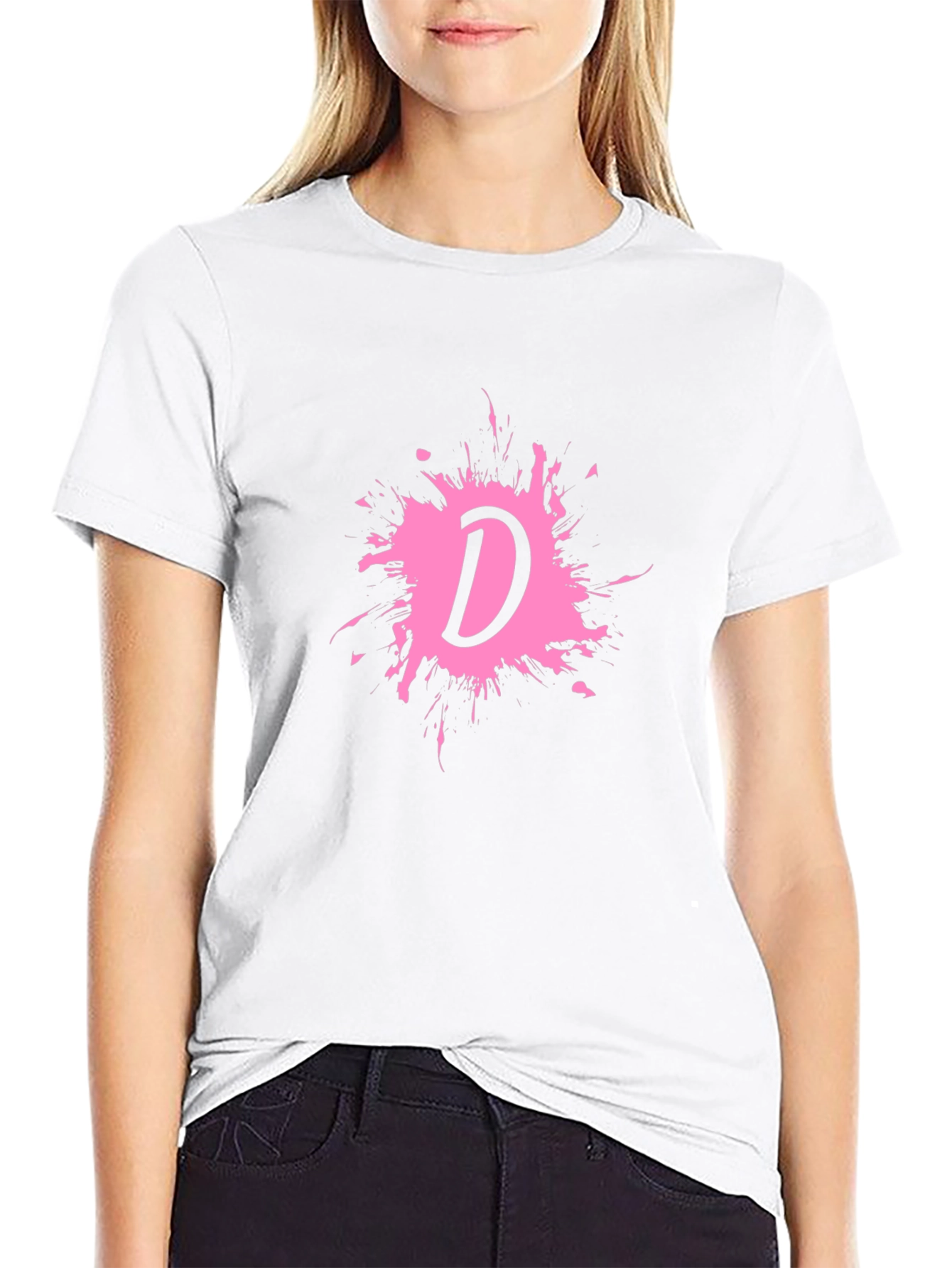Letter D Splatter Graphic T-Shirt