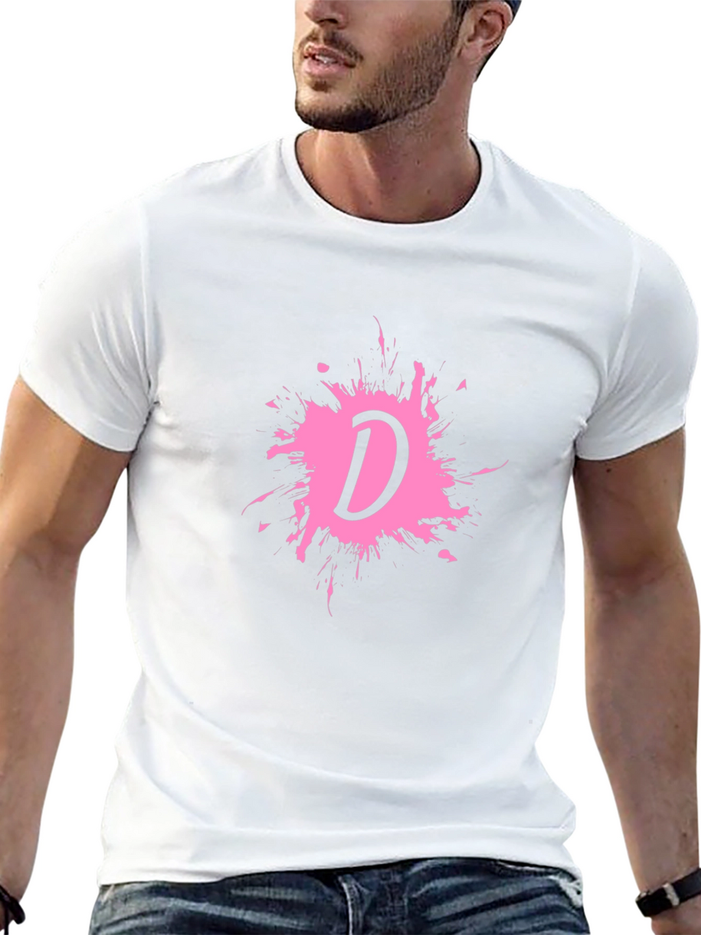 Letter D Splatter Graphic T-Shirt