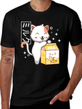 Cute Anime Cat & Banana Milk T-Shirt
