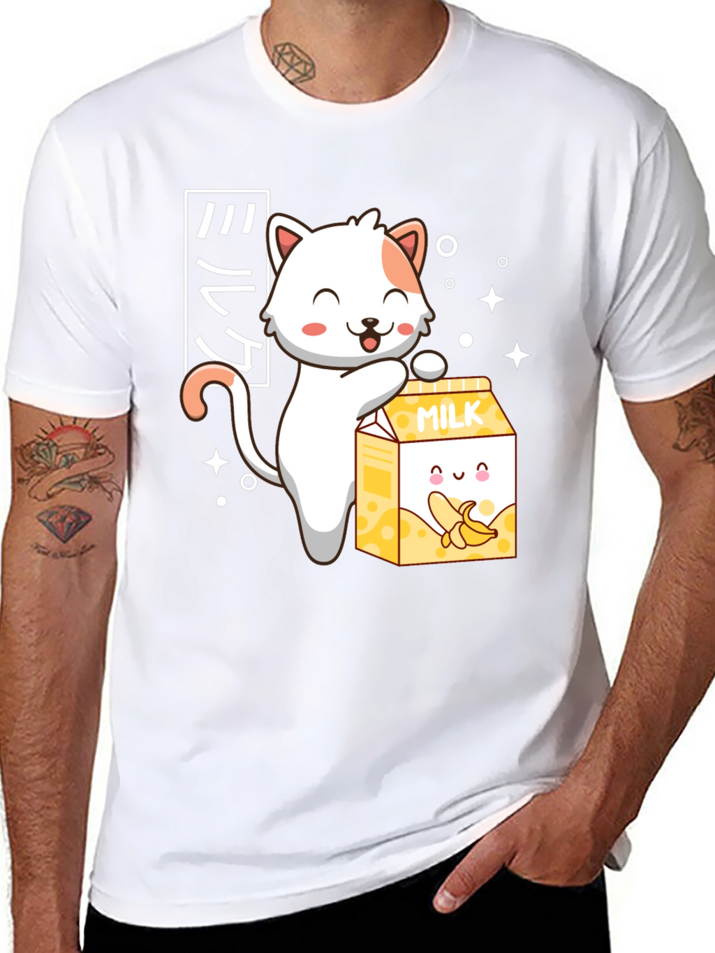Cute Anime Cat & Banana Milk T-Shirt