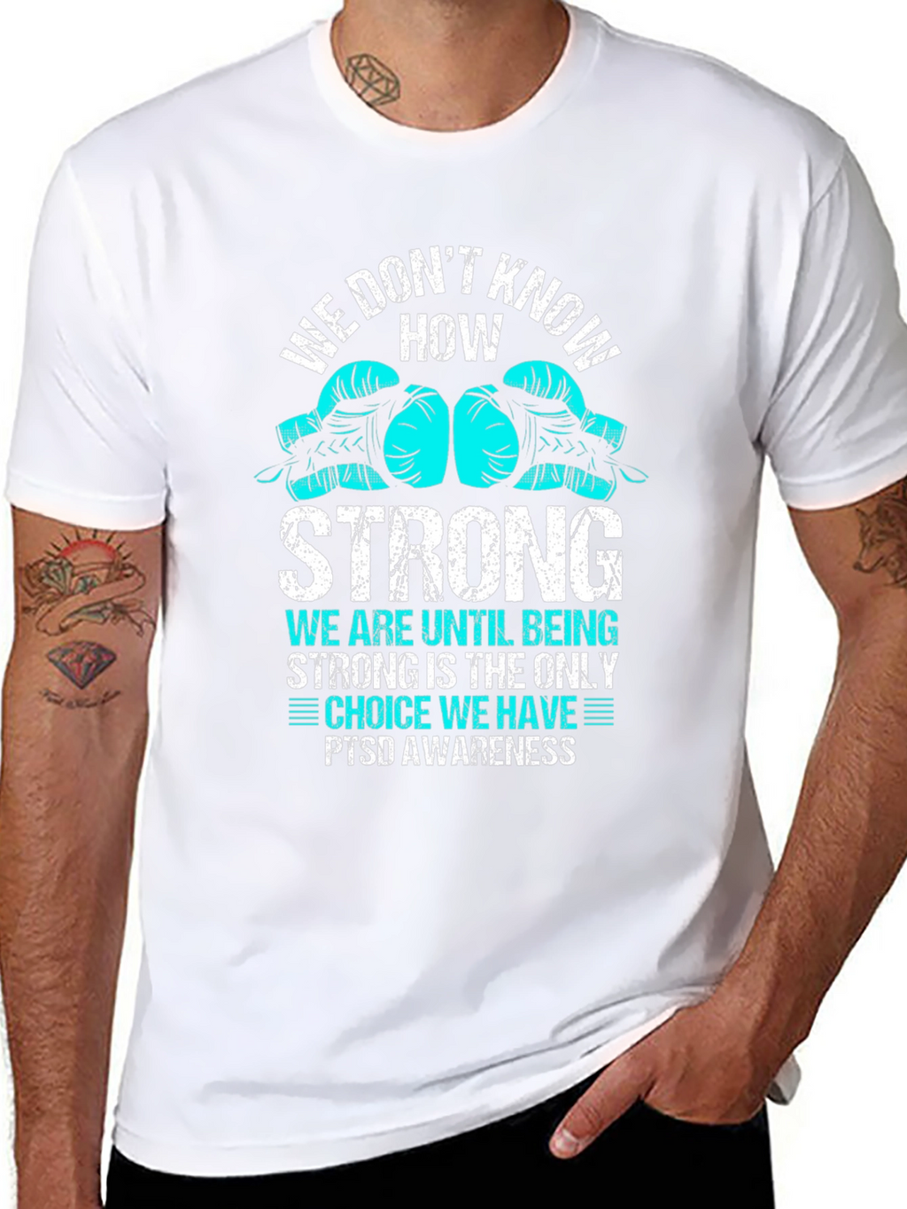 PTSD Awareness Strong Boxing Glove Graphic T-Shirt