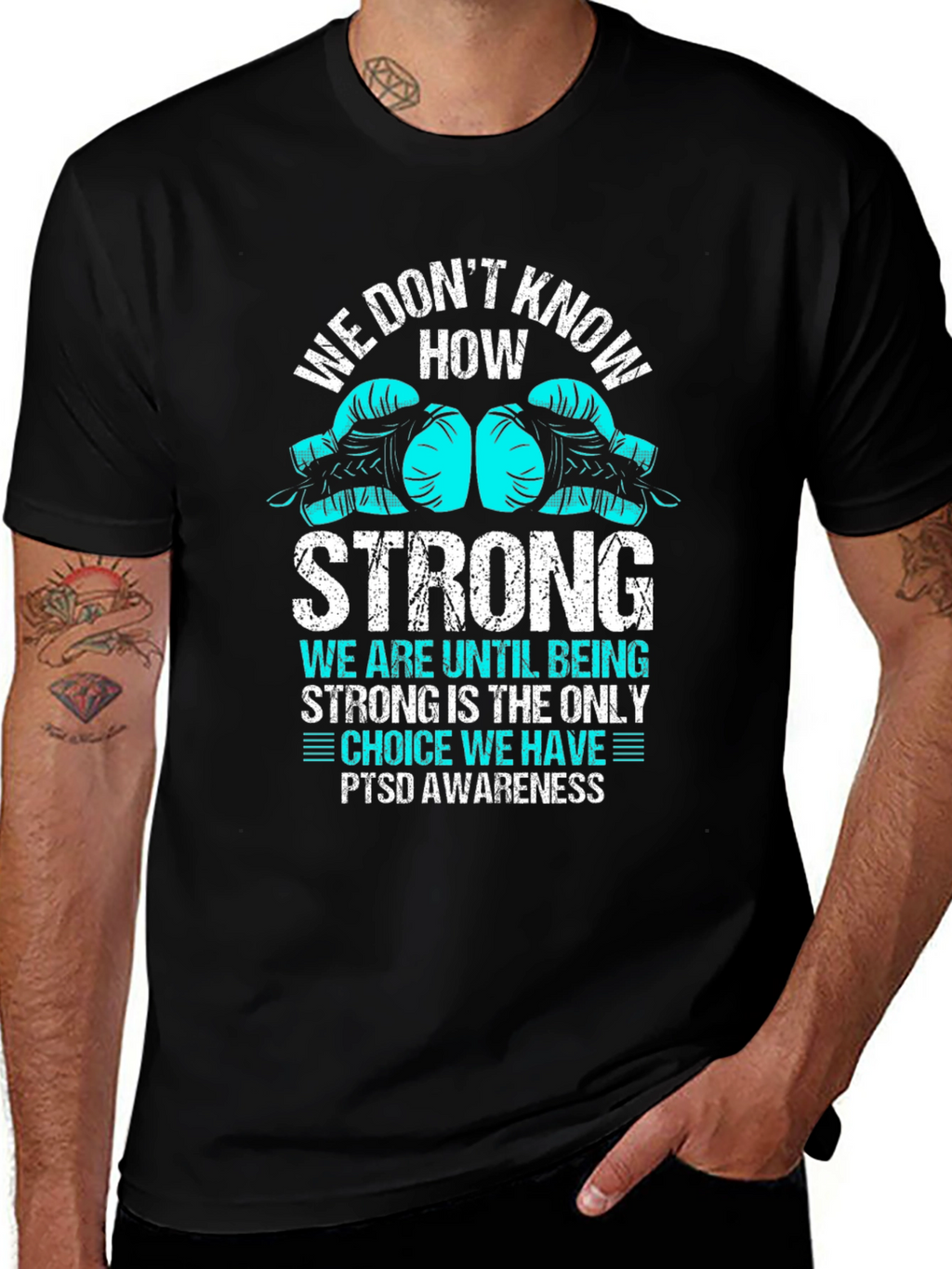 PTSD Awareness Strong Boxing Glove Graphic T-Shirt