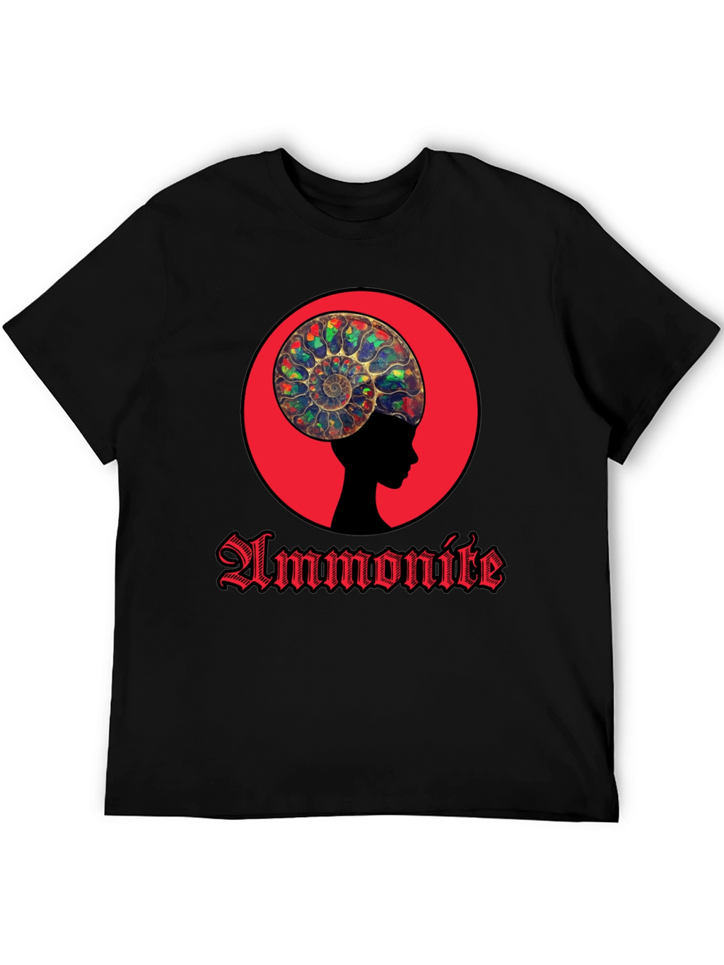 Ammonite Head Black T-Shirt - Stylish Graphic Tee