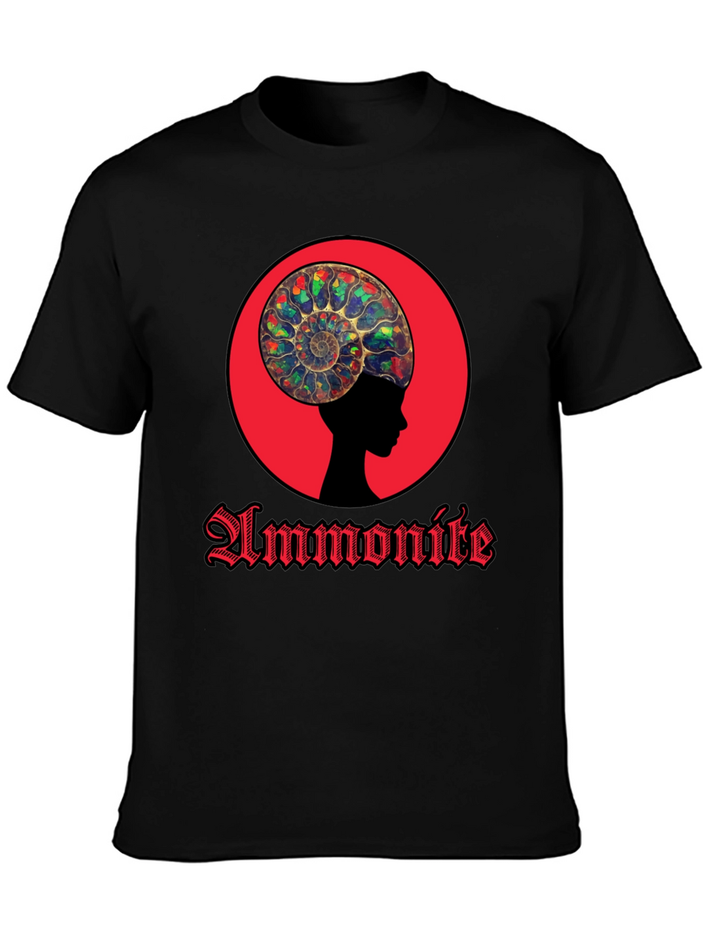 Ammonite Head Black T-Shirt - Stylish Graphic Tee