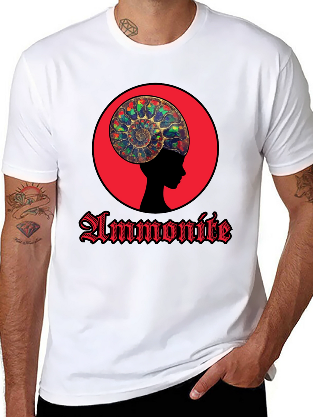 Ammonite Head Black T-Shirt - Stylish Graphic Tee