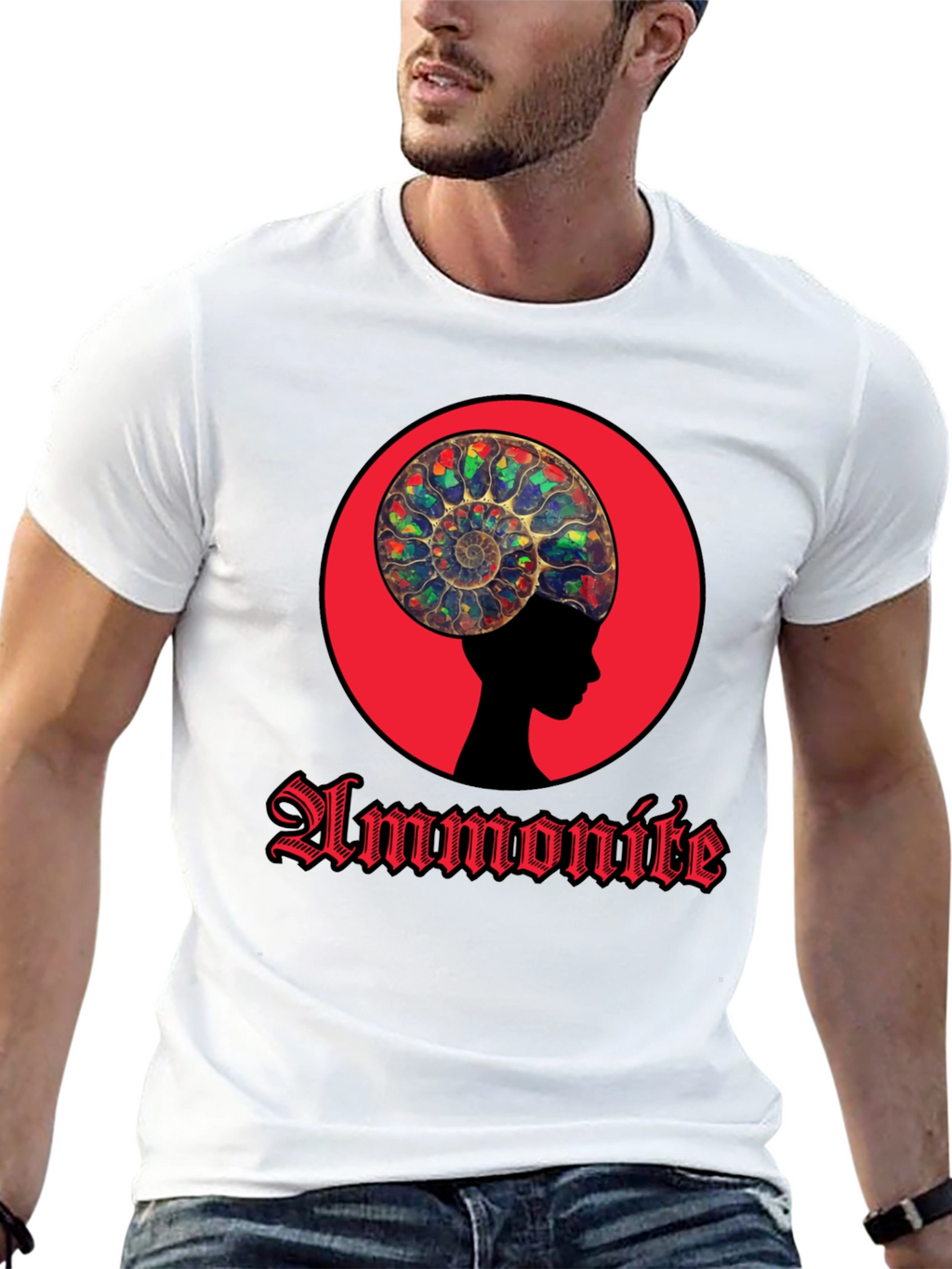 Ammonite Head Black T-Shirt - Stylish Graphic Tee