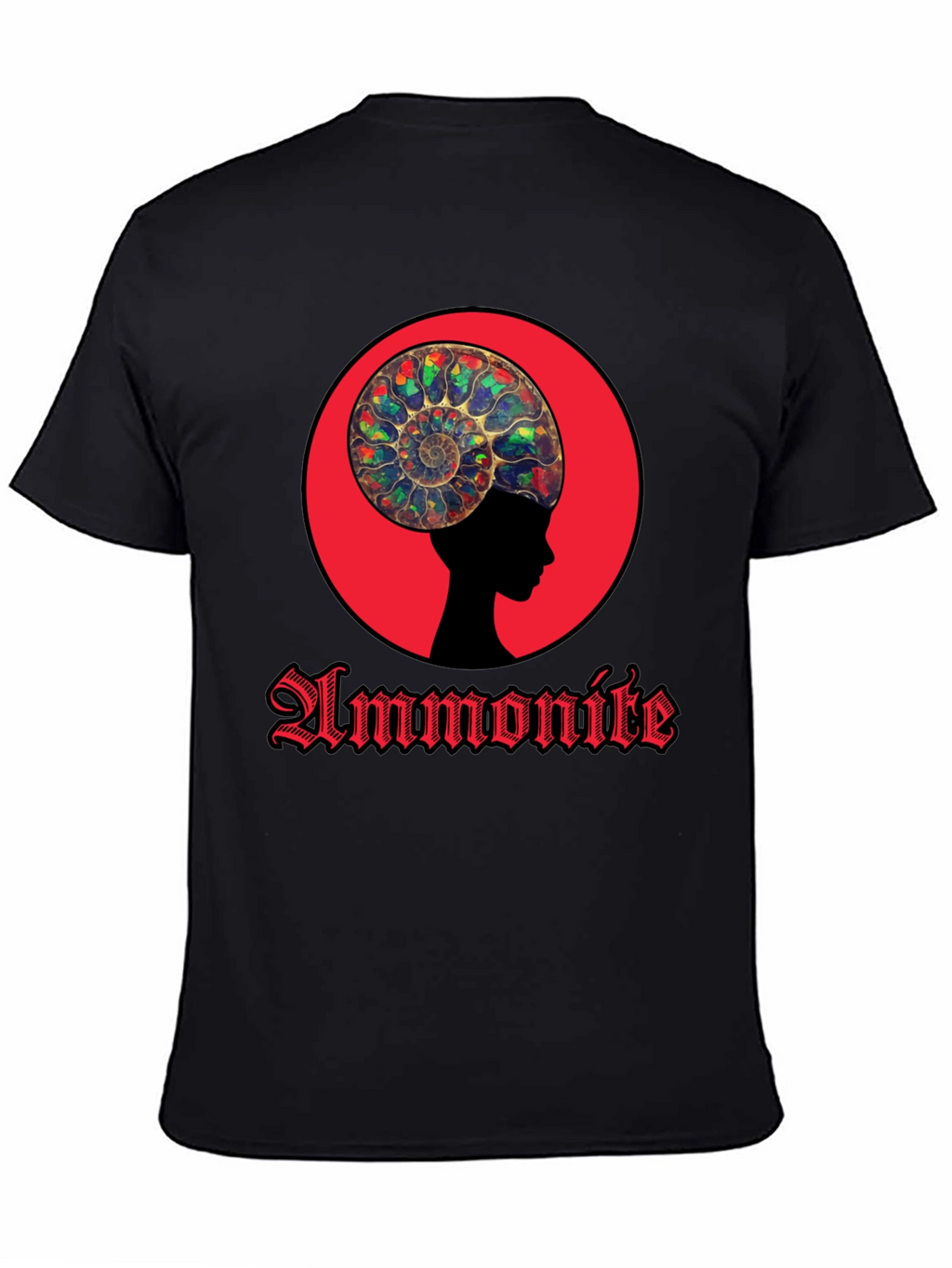 Ammonite Head Black T-Shirt - Stylish Graphic Tee