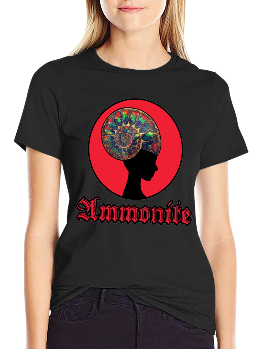Ammonite Head Black T-Shirt - Stylish Graphic Tee