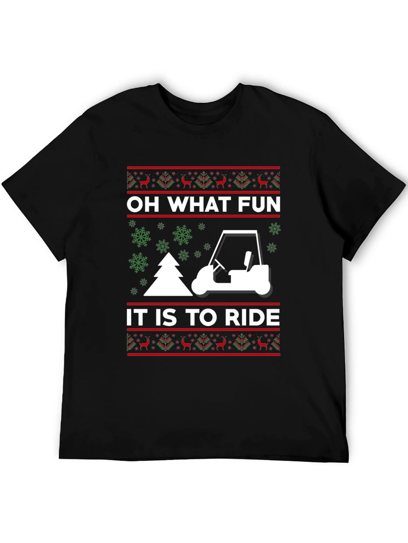Oh What Fun to Ride Golf Cart Christmas T-Shirt