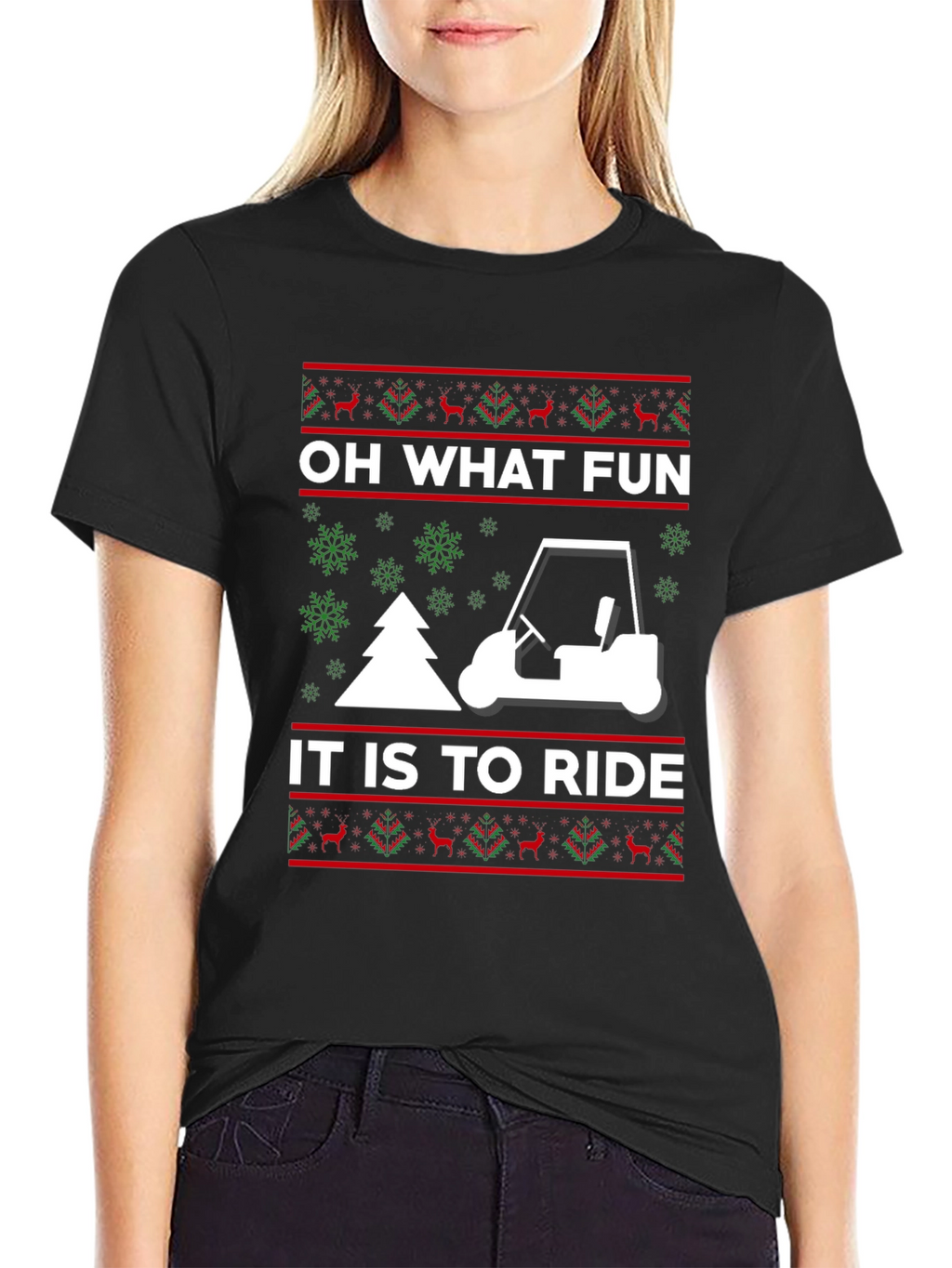 Oh What Fun to Ride Golf Cart Christmas T-Shirt