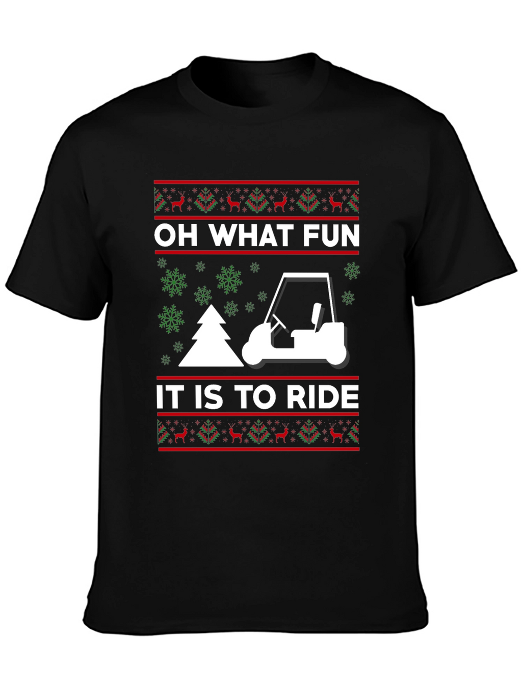 Oh What Fun to Ride Golf Cart Christmas T-Shirt
