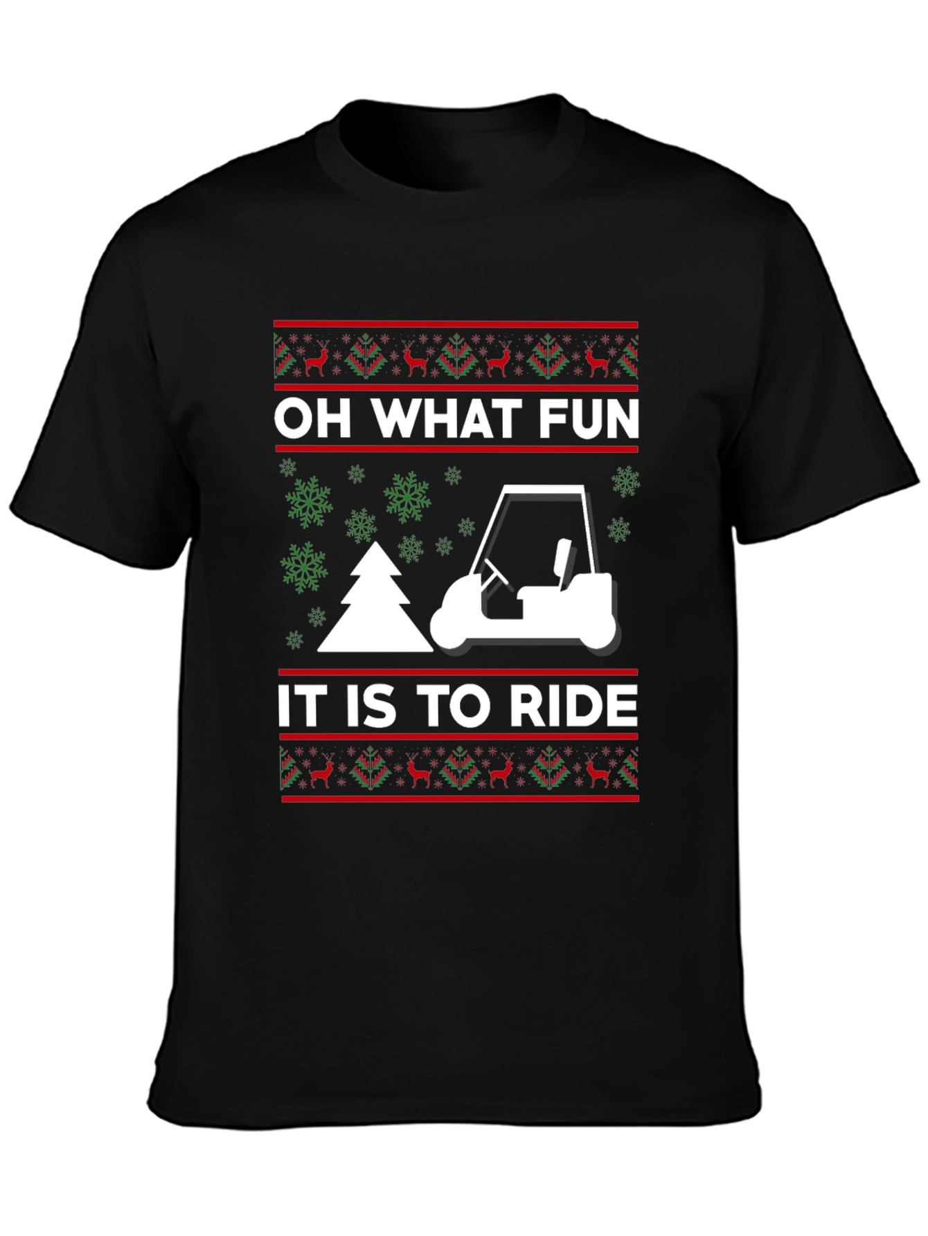 Oh What Fun to Ride Golf Cart Christmas T-Shirt