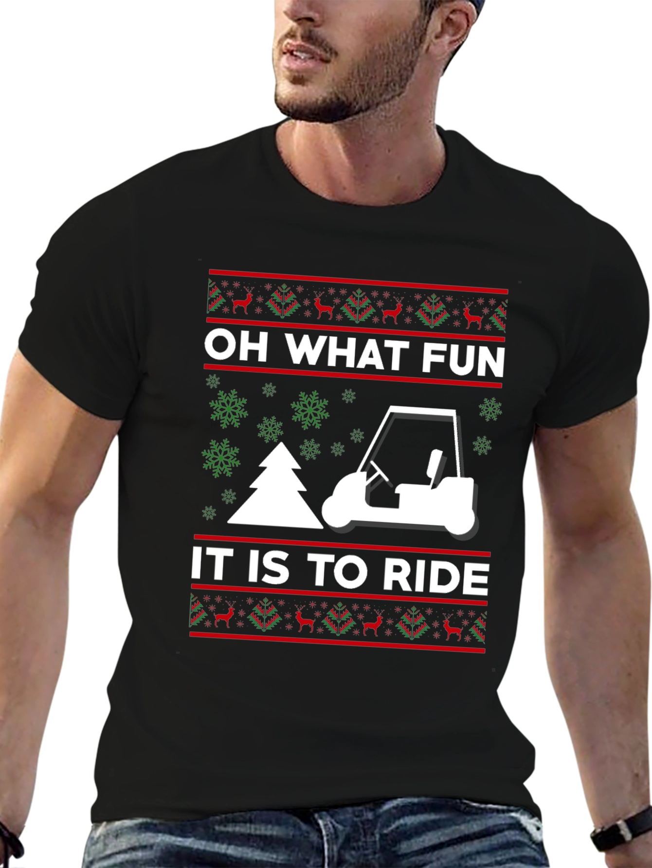 Oh What Fun to Ride Golf Cart Christmas T-Shirt