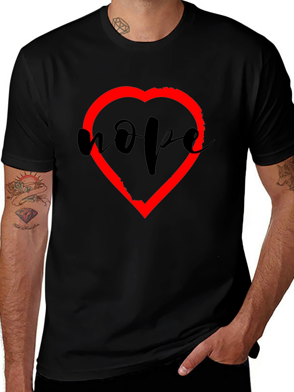 Hope Heart Graphic Tee - Unisex Black T-Shirt