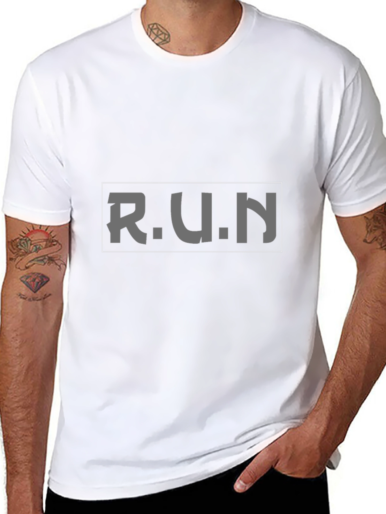 Mens Black RUN Graphic Tee - Athletic Style