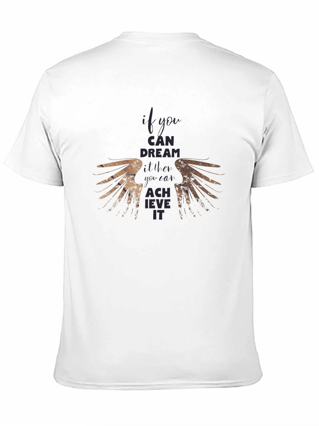 Motivational Wings Graphic Black T-Shirt