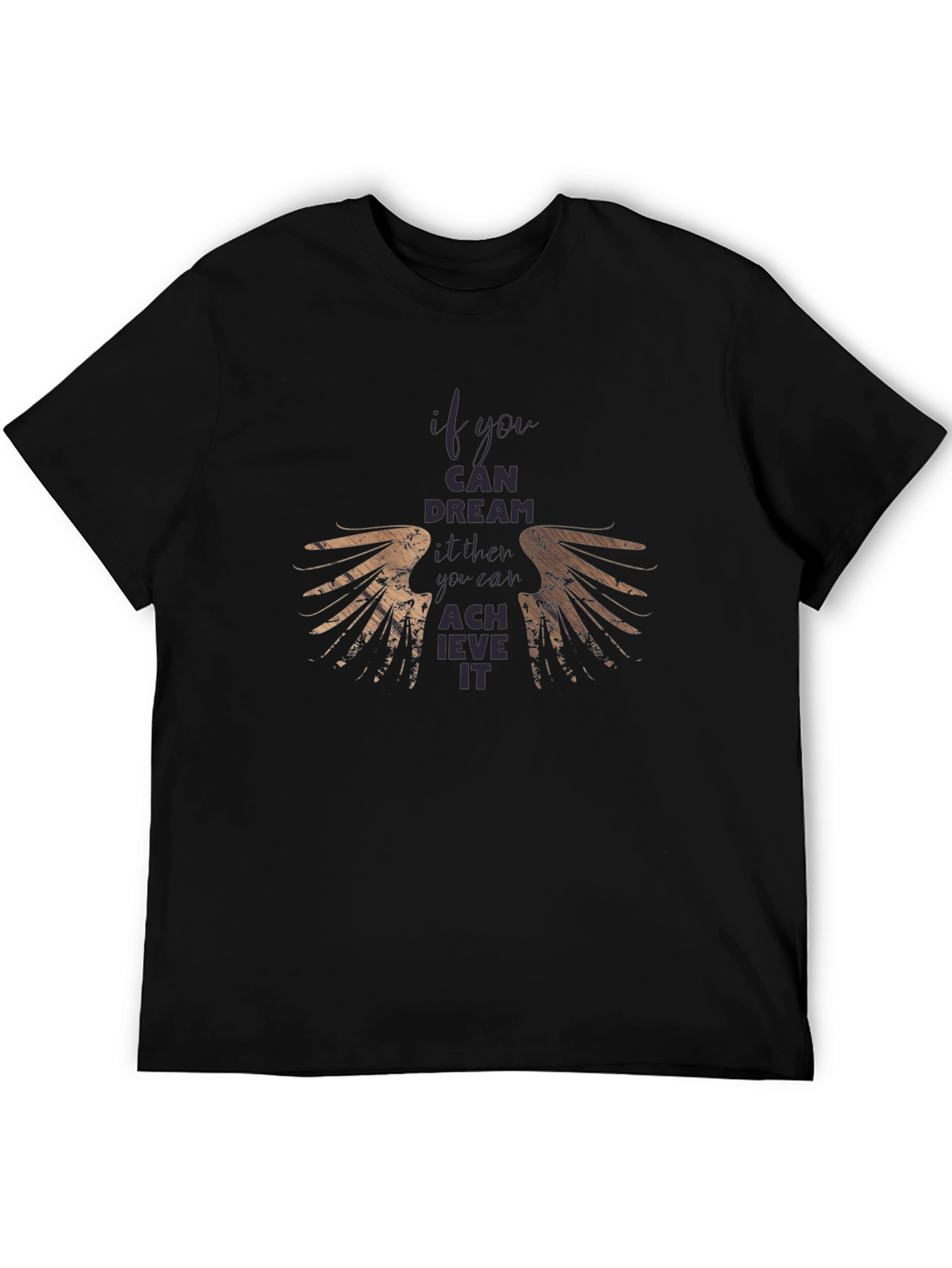 Motivational Wings Graphic Black T-Shirt