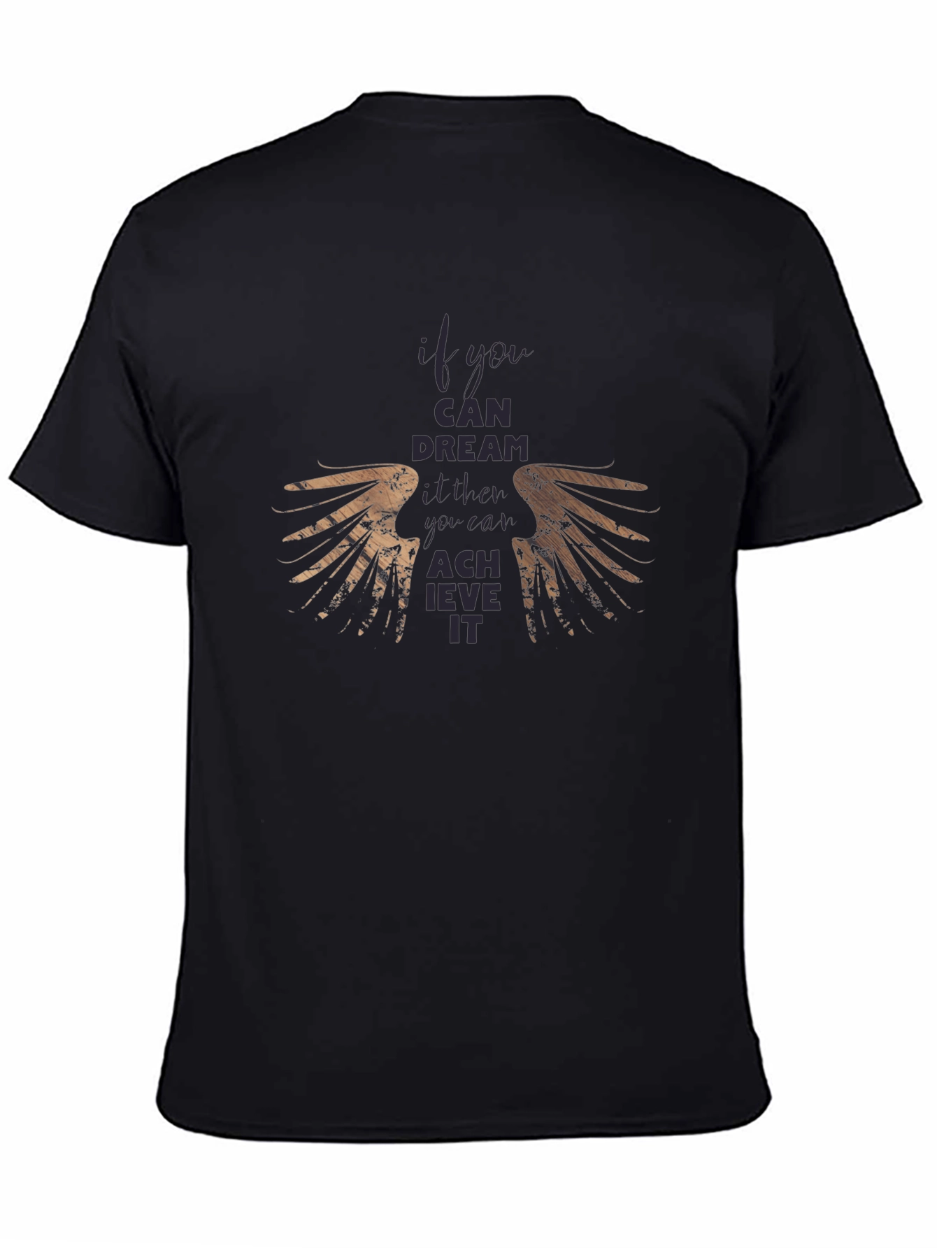 Motivational Wings Graphic Black T-Shirt
