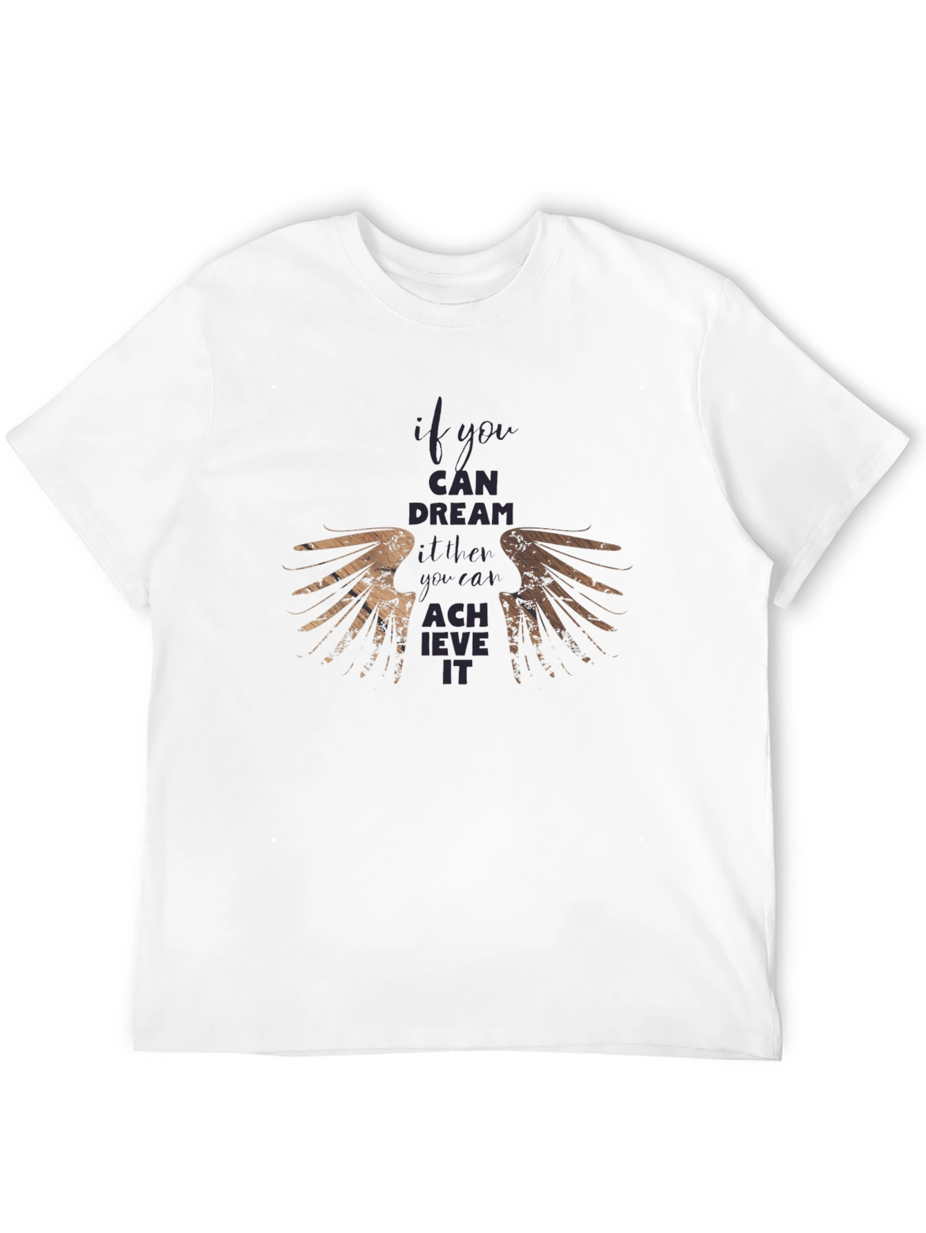 Motivational Wings Graphic Black T-Shirt