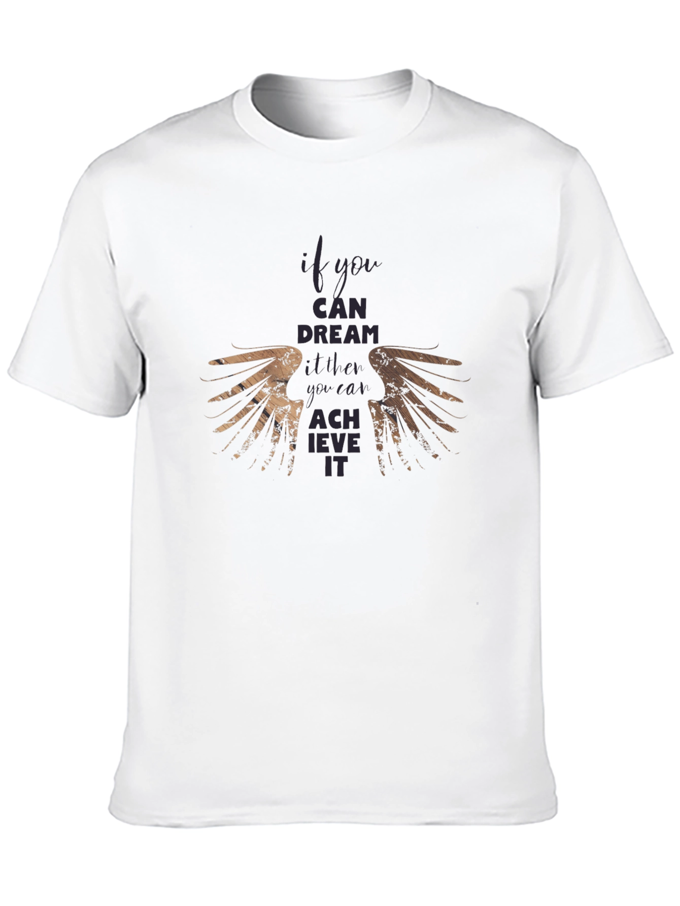 Motivational Wings Graphic Black T-Shirt