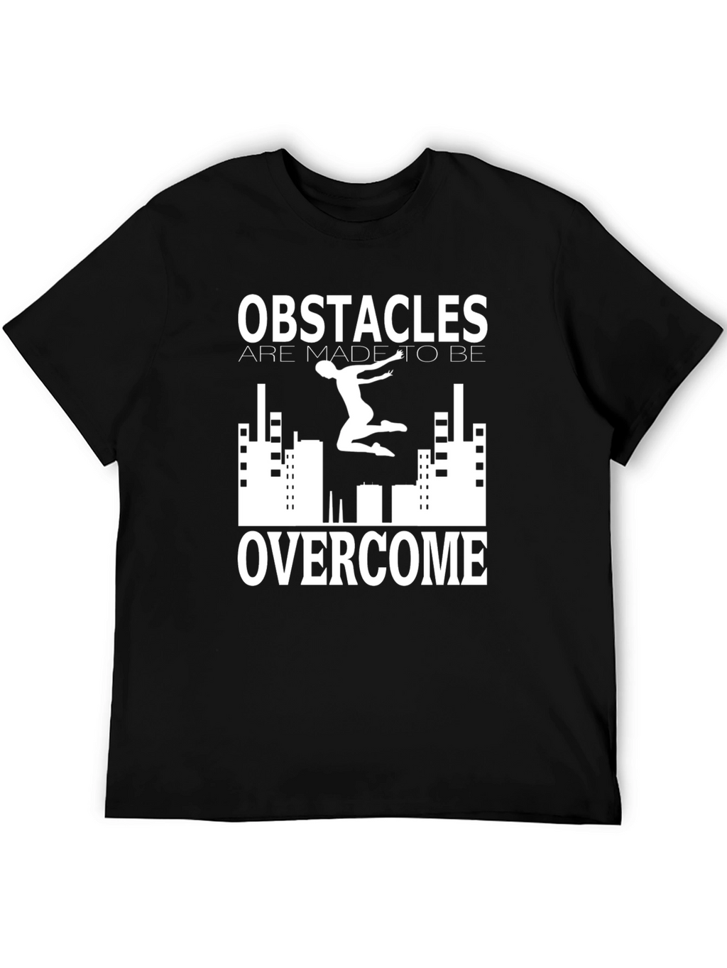Obstacles Overcome Black Graphic Print Tee