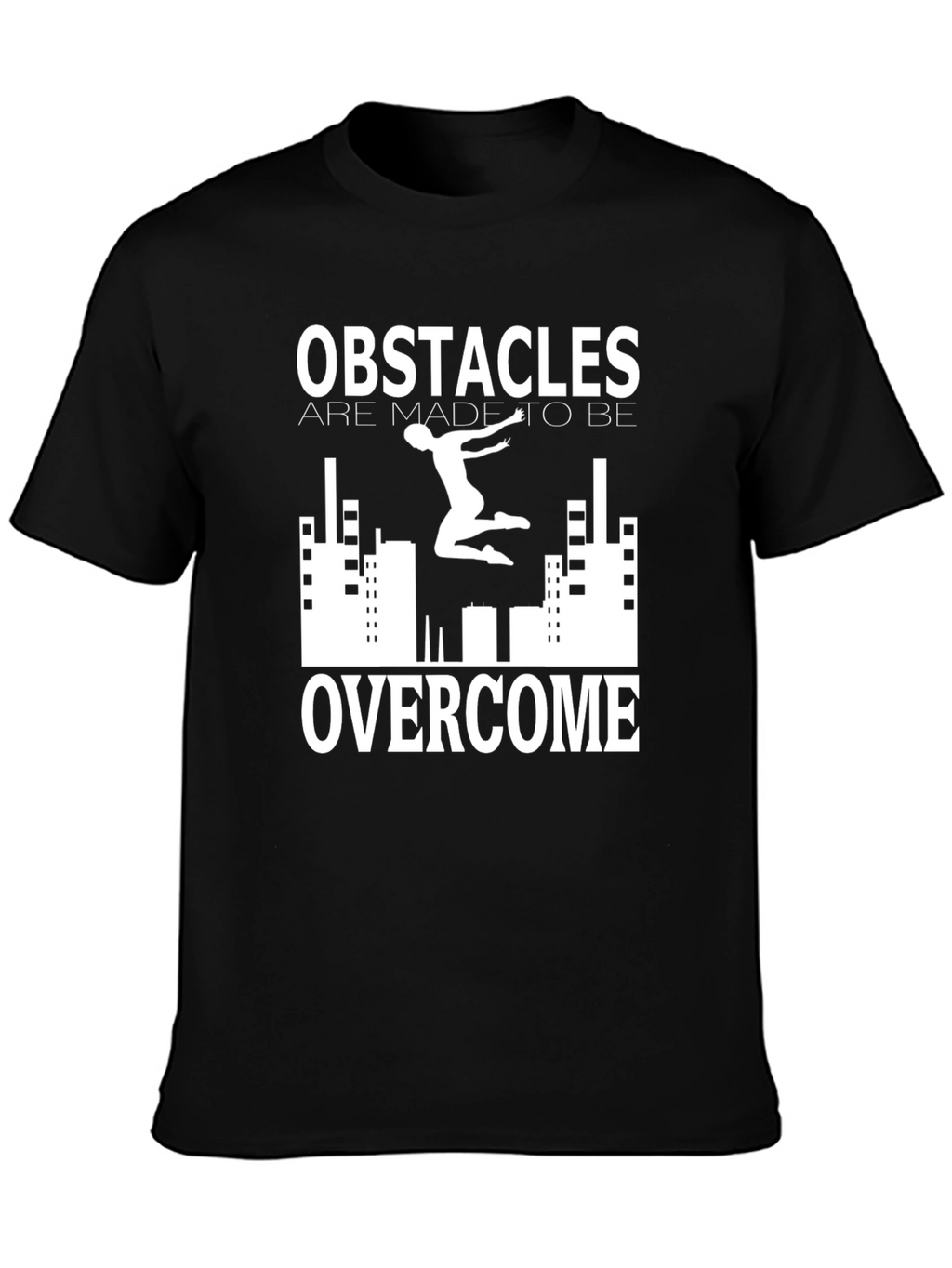 Obstacles Overcome Black Graphic Print Tee