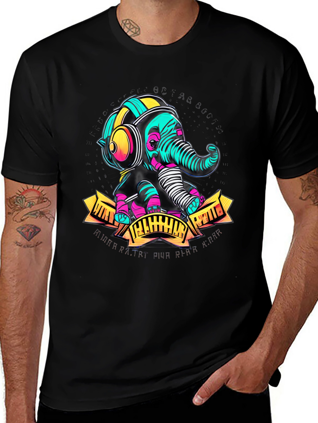 DJ Elephant Graphic Tee - Cool & Unique Design
