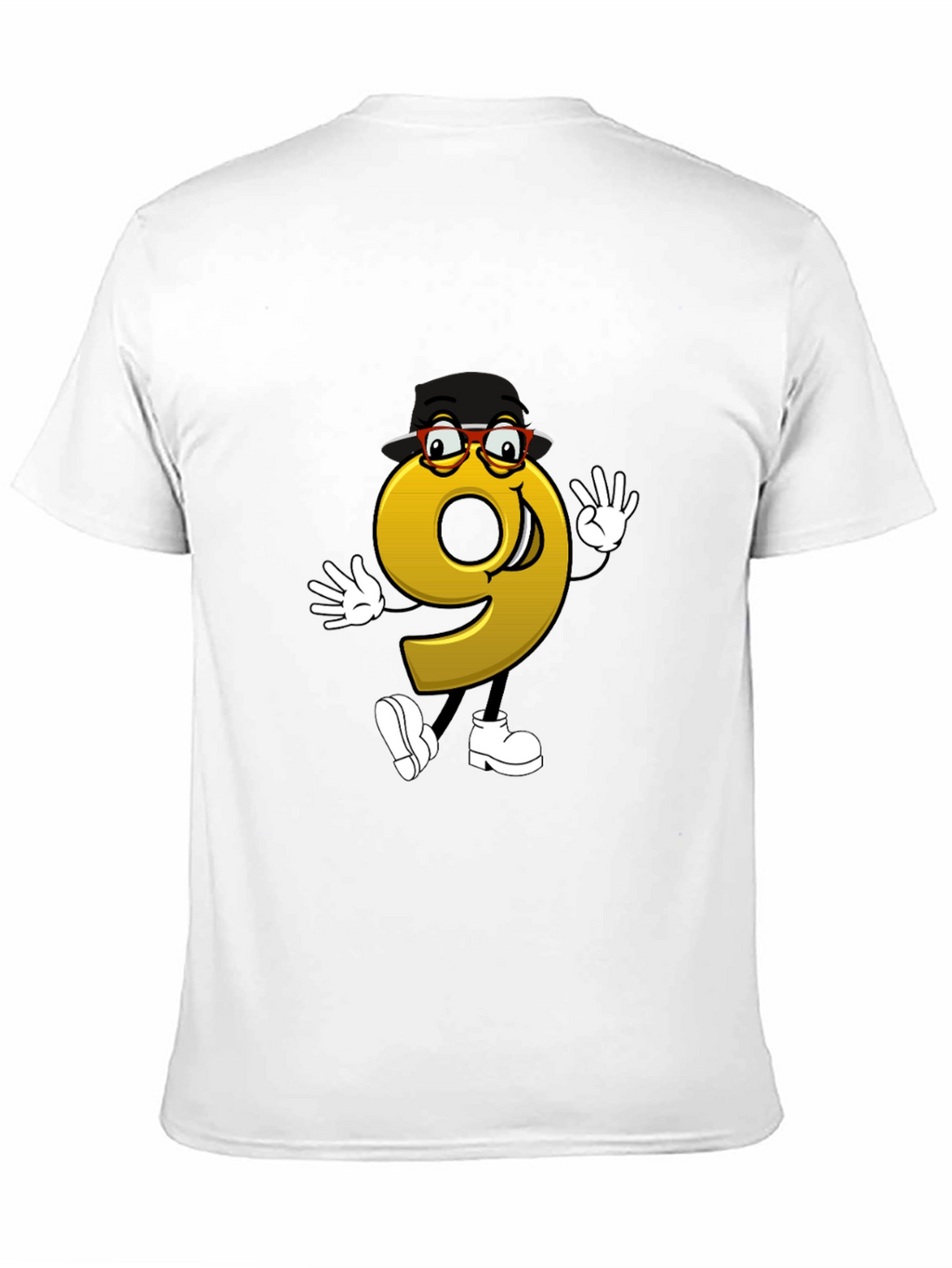 Cartoon Number 9 Graphic Tee - Black