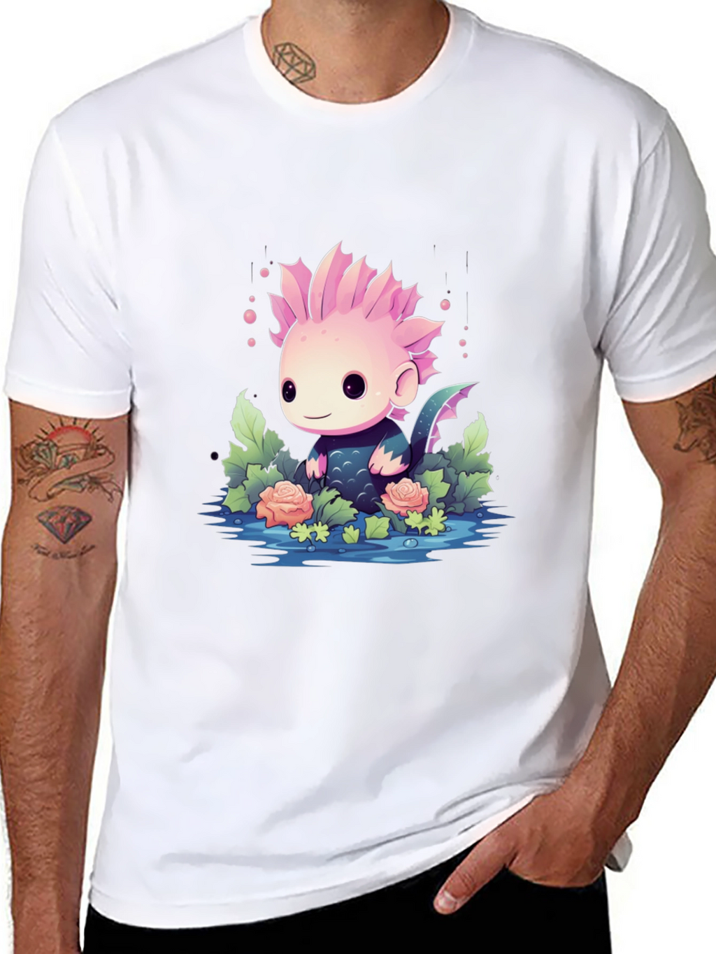Cute Axolotl Black T-Shirt