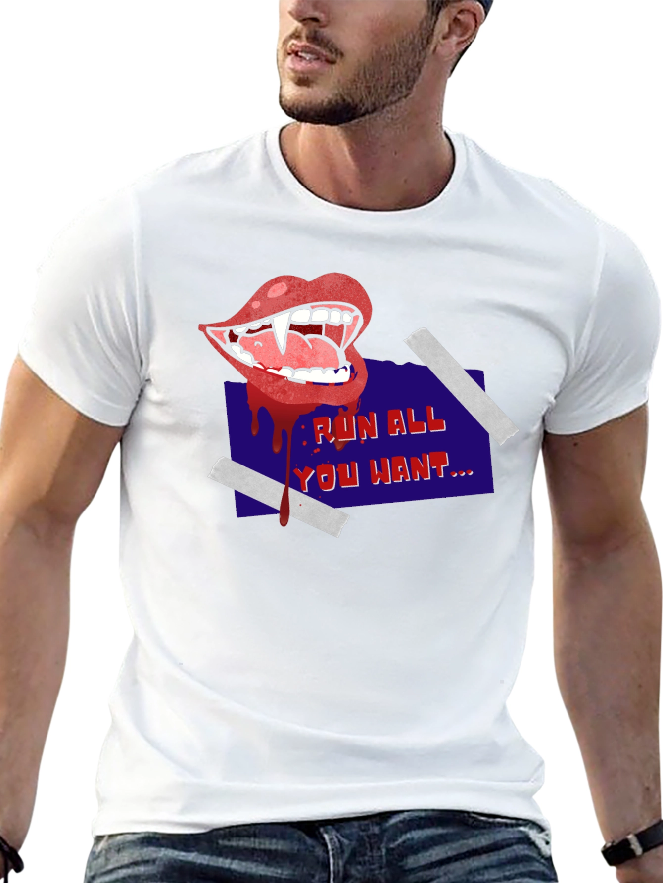 Run All You Want Vampire Graphic Tee - Black