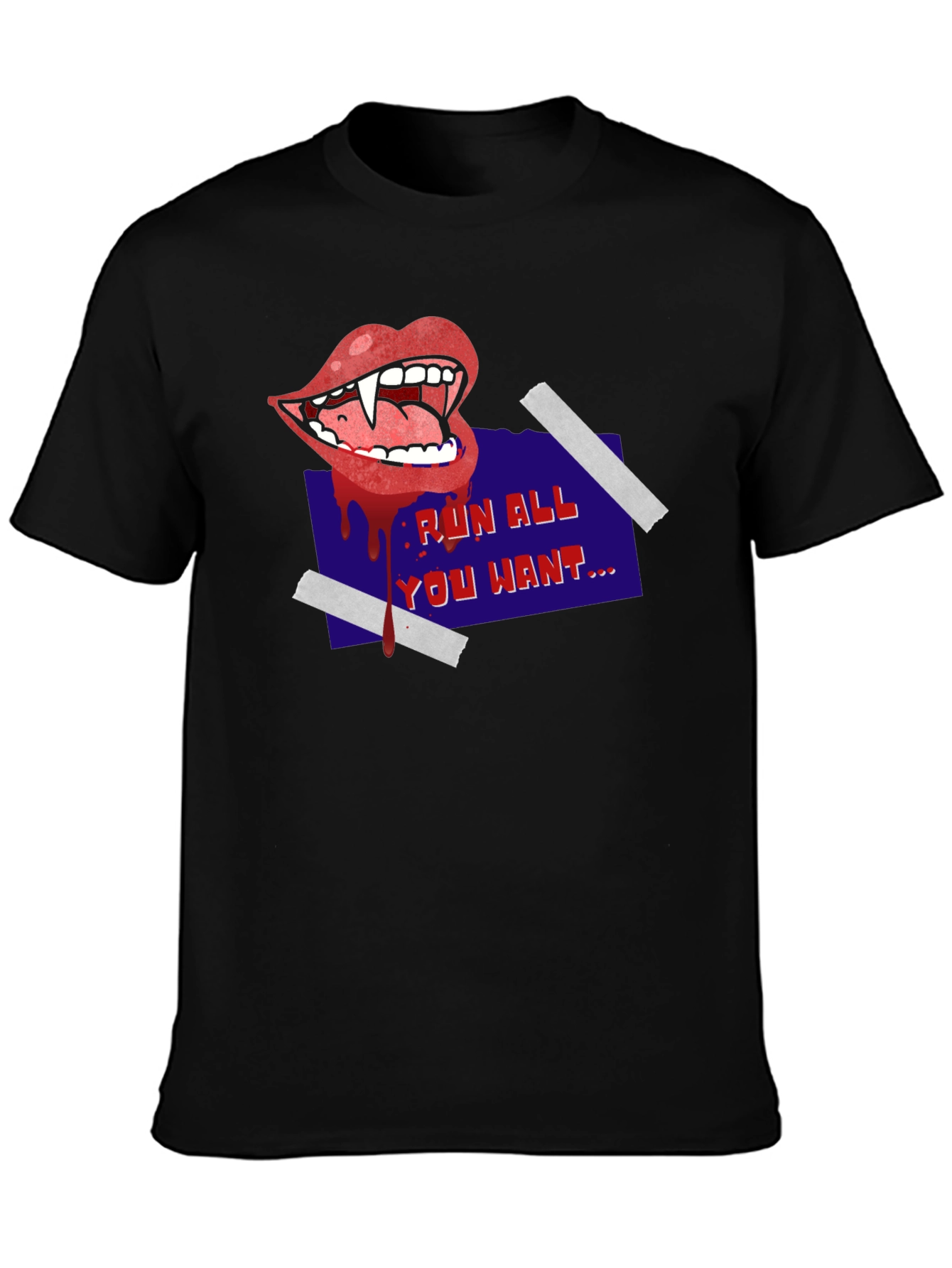 Run All You Want Vampire Graphic Tee - Black