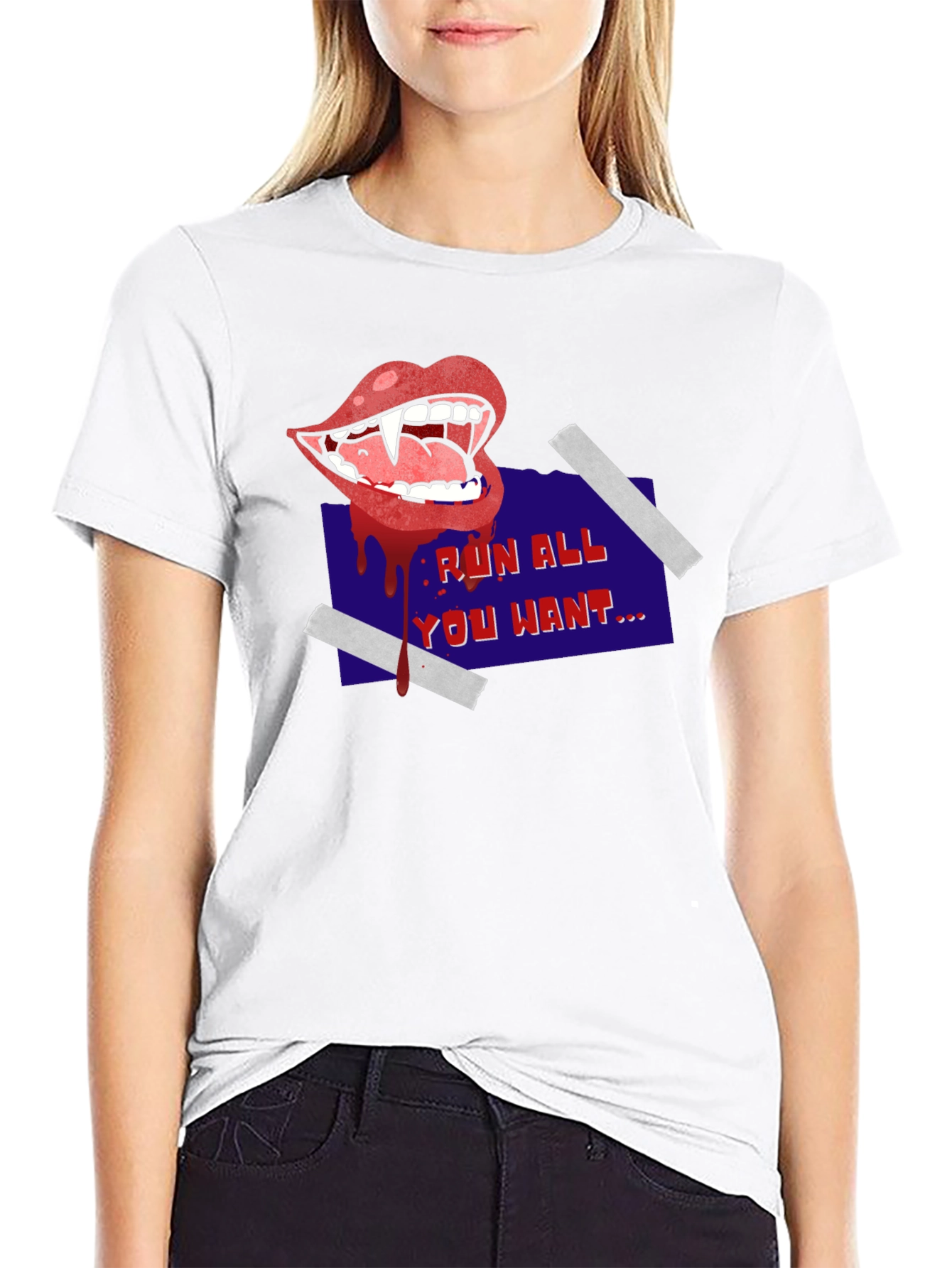 Run All You Want Vampire Graphic Tee - Black