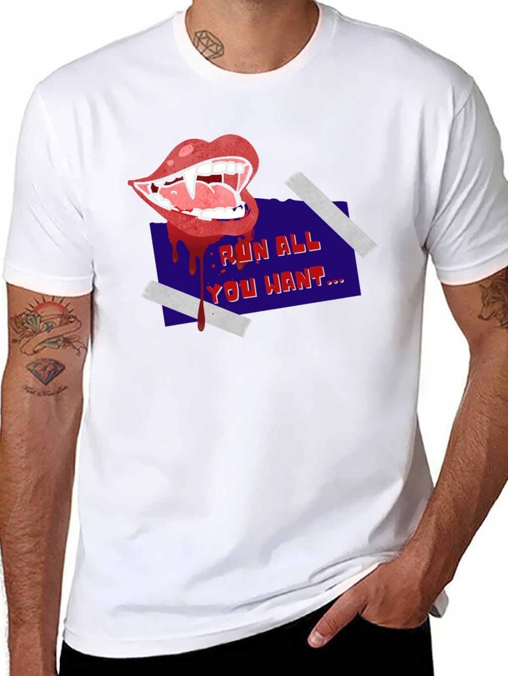 Run All You Want Vampire Graphic Tee - Black