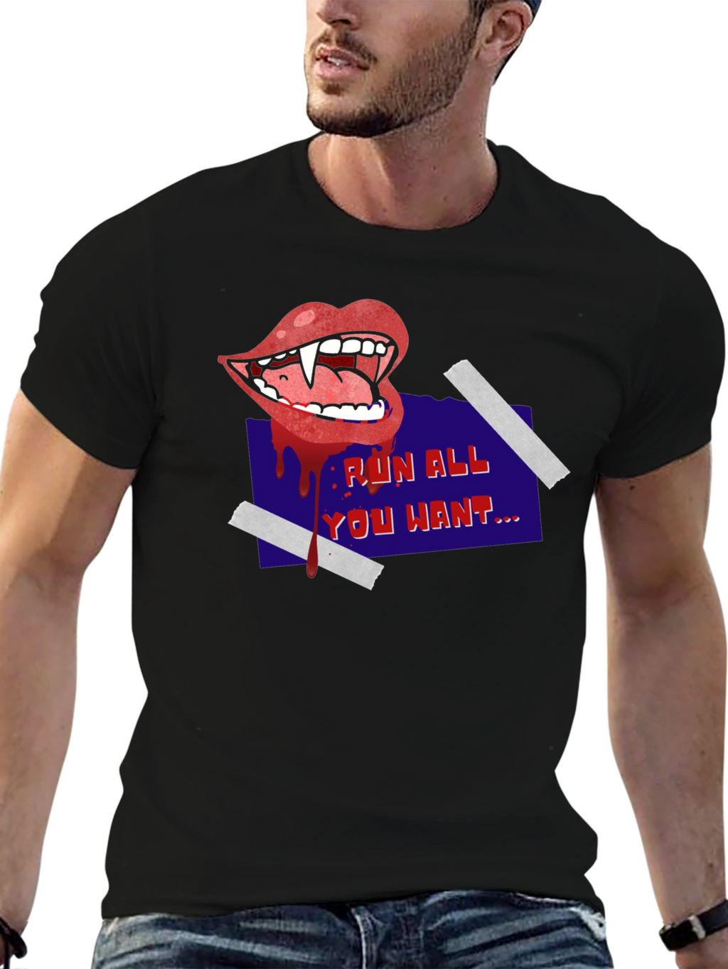 Run All You Want Vampire Graphic Tee - Black