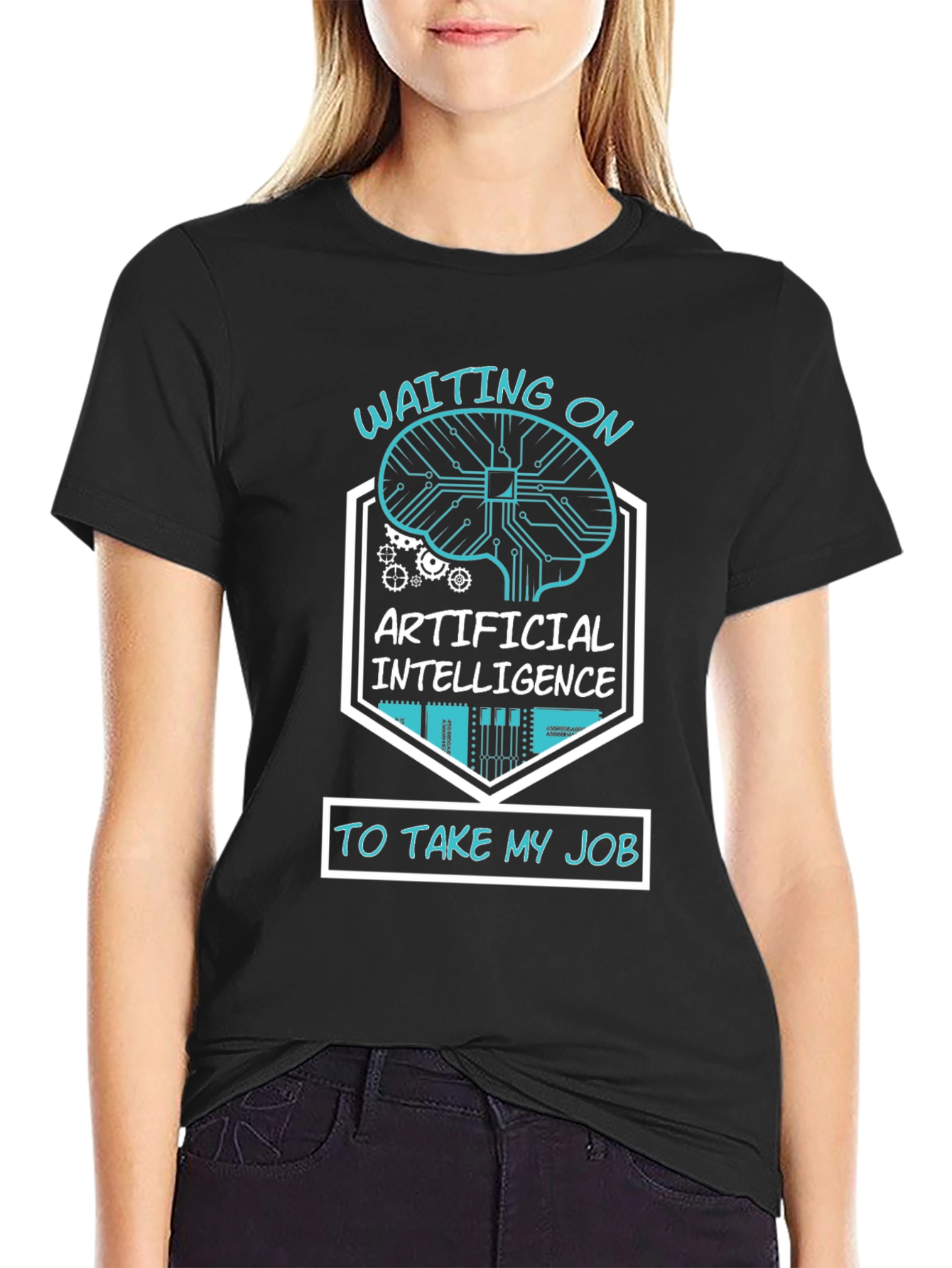 AI Humor T-Shirt - Waiting on Artificial Intelligence