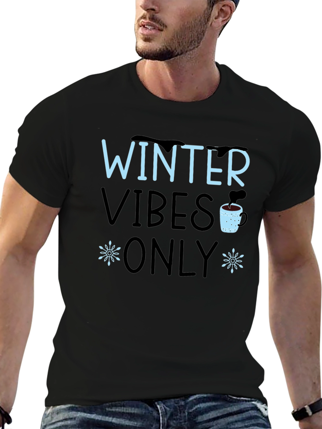 Winter Vibes Only Black Graphic Tee